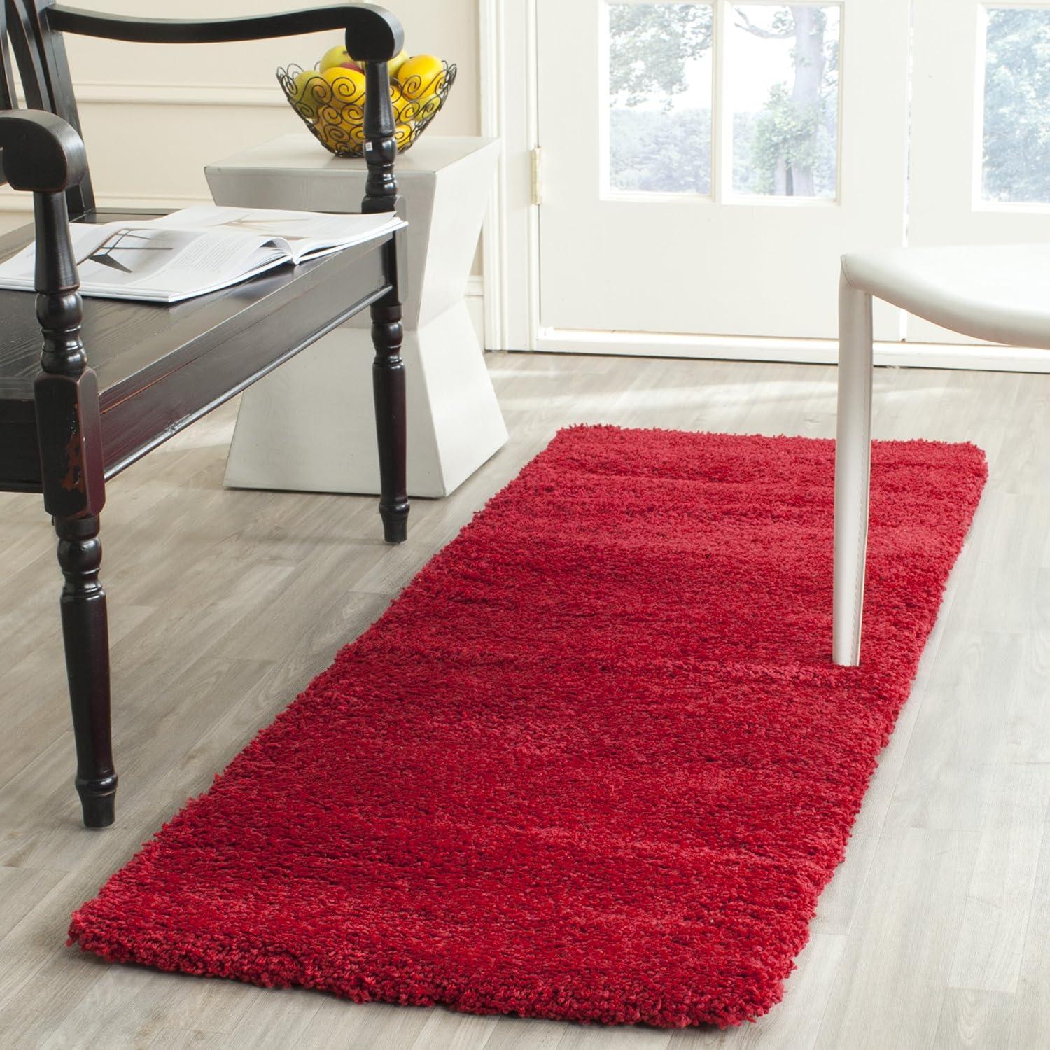 image:imageSAFAVIEH Milan Shag Collection Area Rug 51 x 8 Aqua Blue Solid Design NonShedding amp Easy to Clean Plush Thick Pile Ideal for Living Room Bedroom SG1806060Red