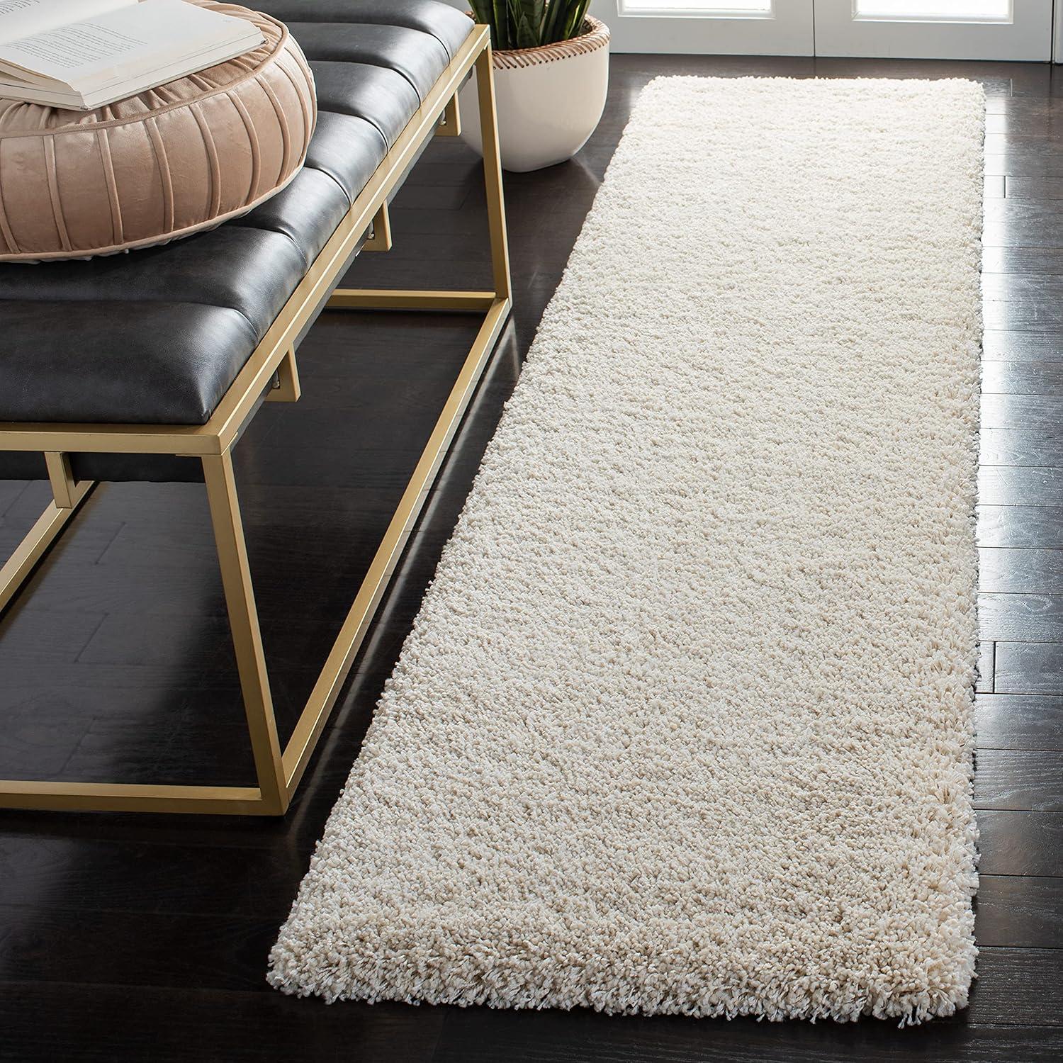 image:imageSAFAVIEH Milan Shag Collection Area Rug 51 x 8 Aqua Blue Solid Design NonShedding amp Easy to Clean Plush Thick Pile Ideal for Living Room Bedroom SG1806060Ivory