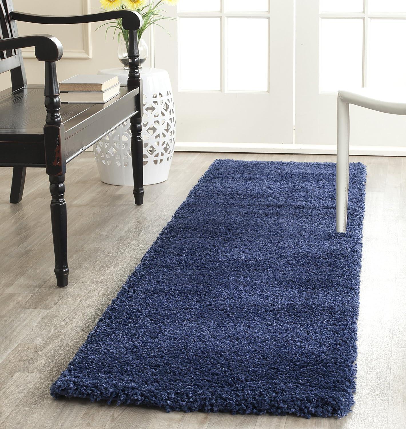 image:imageSAFAVIEH Milan Shag Collection Area Rug 51 x 8 Aqua Blue Solid Design NonShedding amp Easy to Clean Plush Thick Pile Ideal for Living Room Bedroom SG1806060Navy