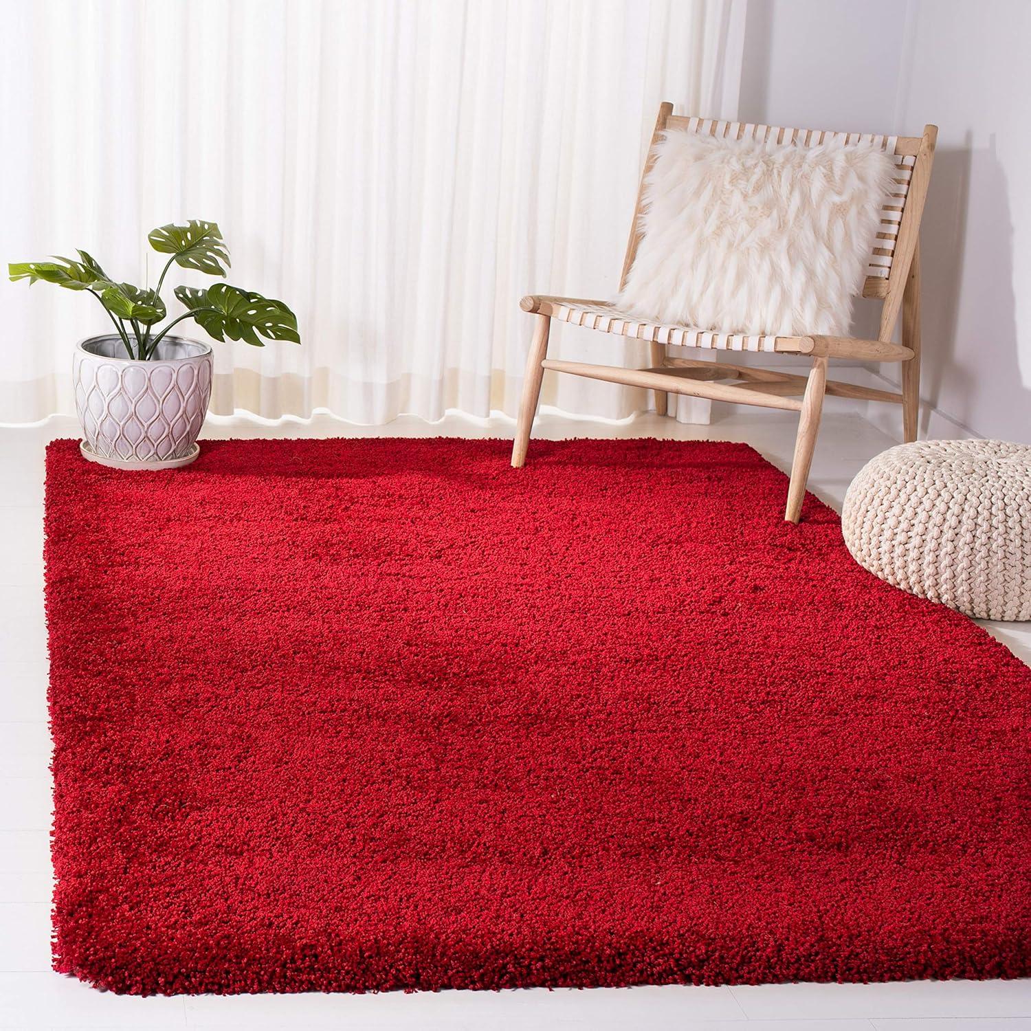 image:imageSAFAVIEH Milan Shag Collection Area Rug 51 x 8 Aqua Blue Solid Design NonShedding amp Easy to Clean Plush Thick Pile Ideal for Living Room Bedroom SG1806060Red