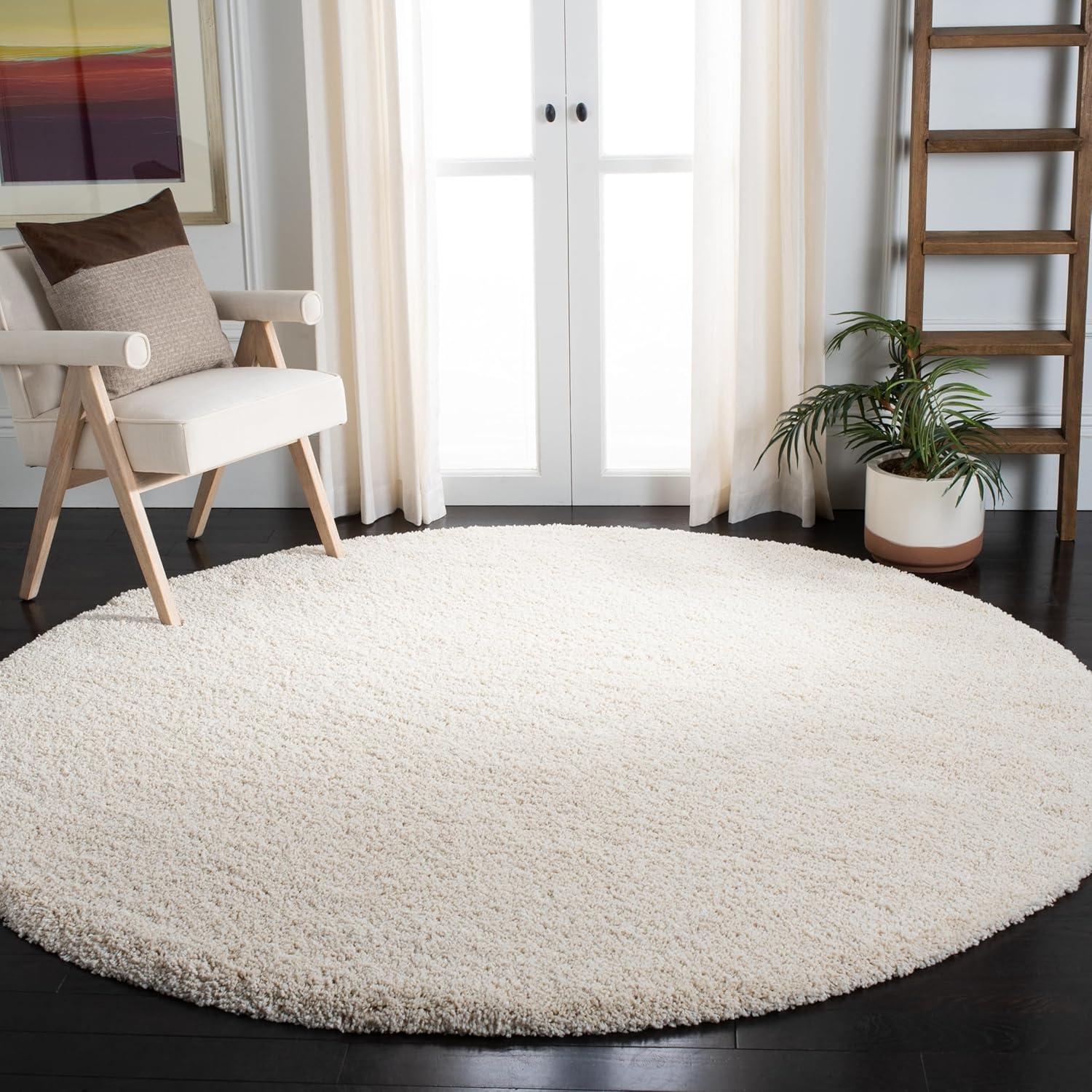 image:imageSAFAVIEH Milan Shag Collection Area Rug 51 x 8 Aqua Blue Solid Design NonShedding amp Easy to Clean Plush Thick Pile Ideal for Living Room Bedroom SG1806060Ivory