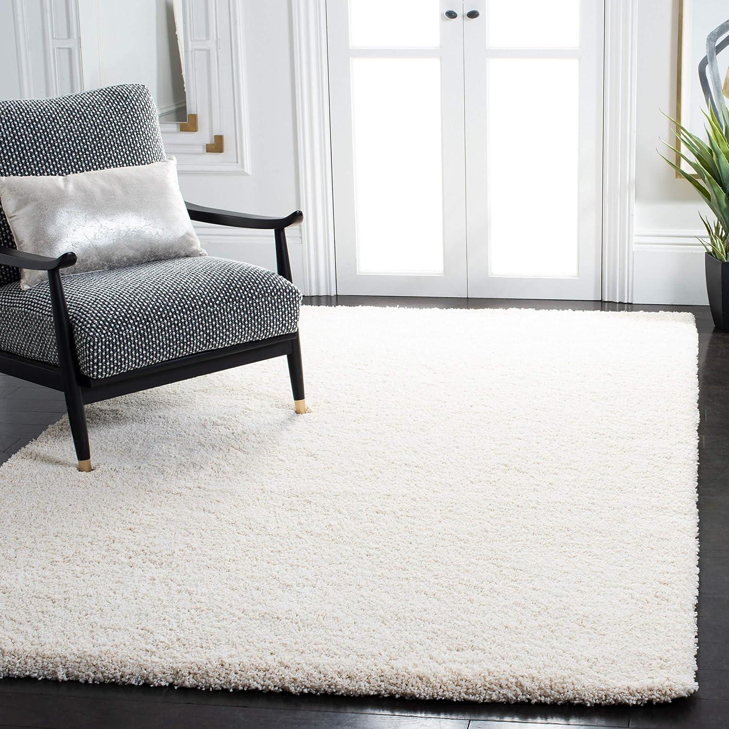 image:imageSAFAVIEH Milan Shag Collection Area Rug 51 x 8 Aqua Blue Solid Design NonShedding amp Easy to Clean Plush Thick Pile Ideal for Living Room Bedroom SG1806060Ivory