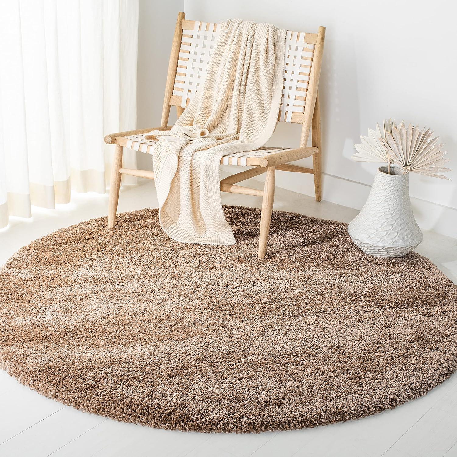 image:imageSAFAVIEH Milan Shag Collection Area Rug 51 x 8 Aqua Blue Solid Design NonShedding amp Easy to Clean Plush Thick Pile Ideal for Living Room Bedroom SG1806060Dark Beige