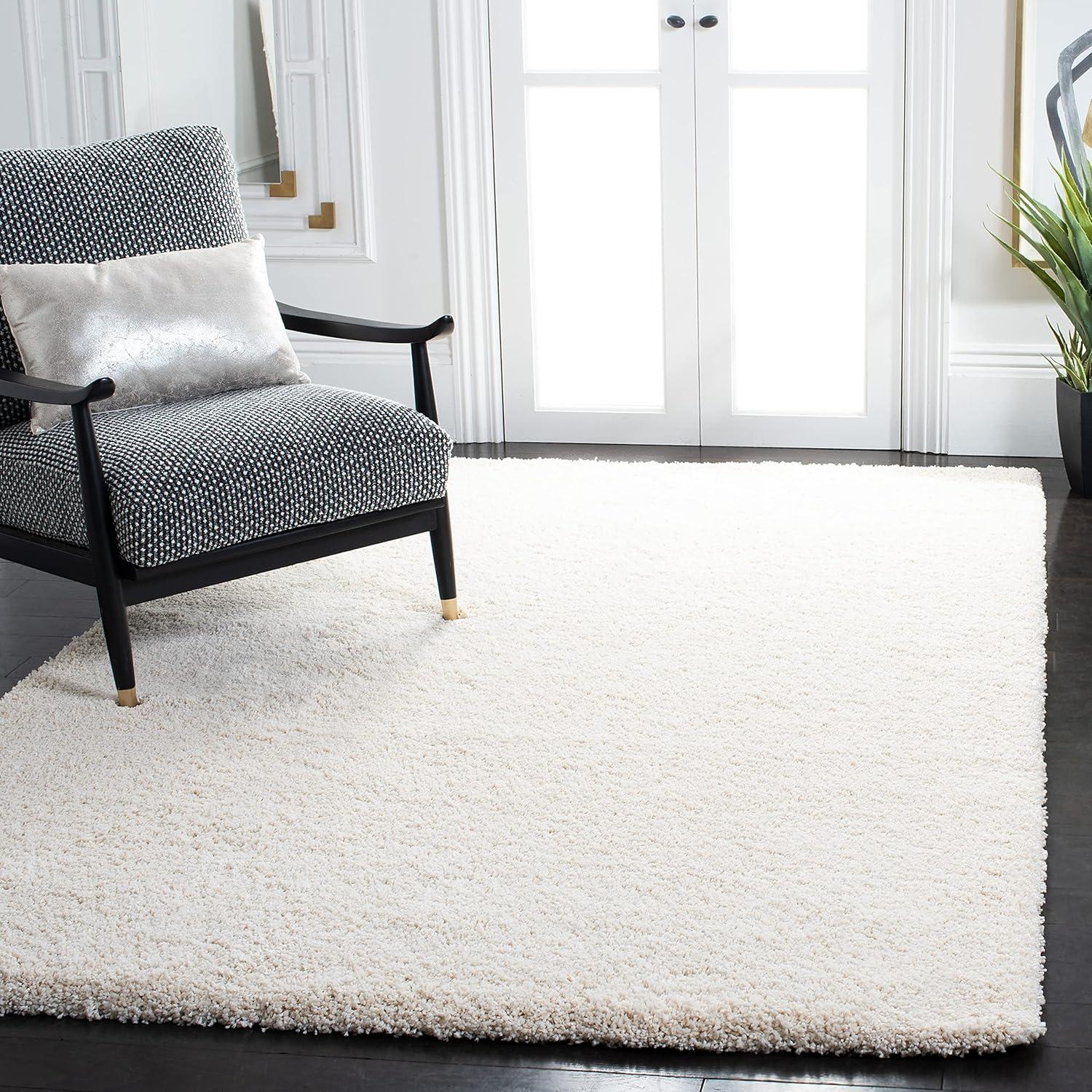image:imageSAFAVIEH Milan Shag Collection Area Rug 51 x 8 Aqua Blue Solid Design NonShedding amp Easy to Clean Plush Thick Pile Ideal for Living Room Bedroom SG1806060Ivory