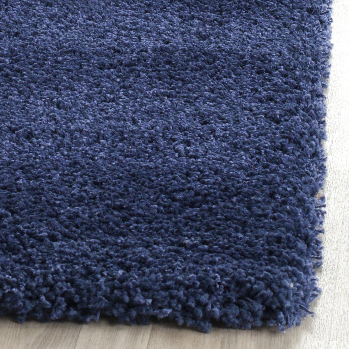 image:imageSAFAVIEH Milan Shag Collection Area Rug 51 x 8 Aqua Blue Solid Design NonShedding amp Easy to Clean Plush Thick Pile Ideal for Living Room Bedroom SG1806060Navy