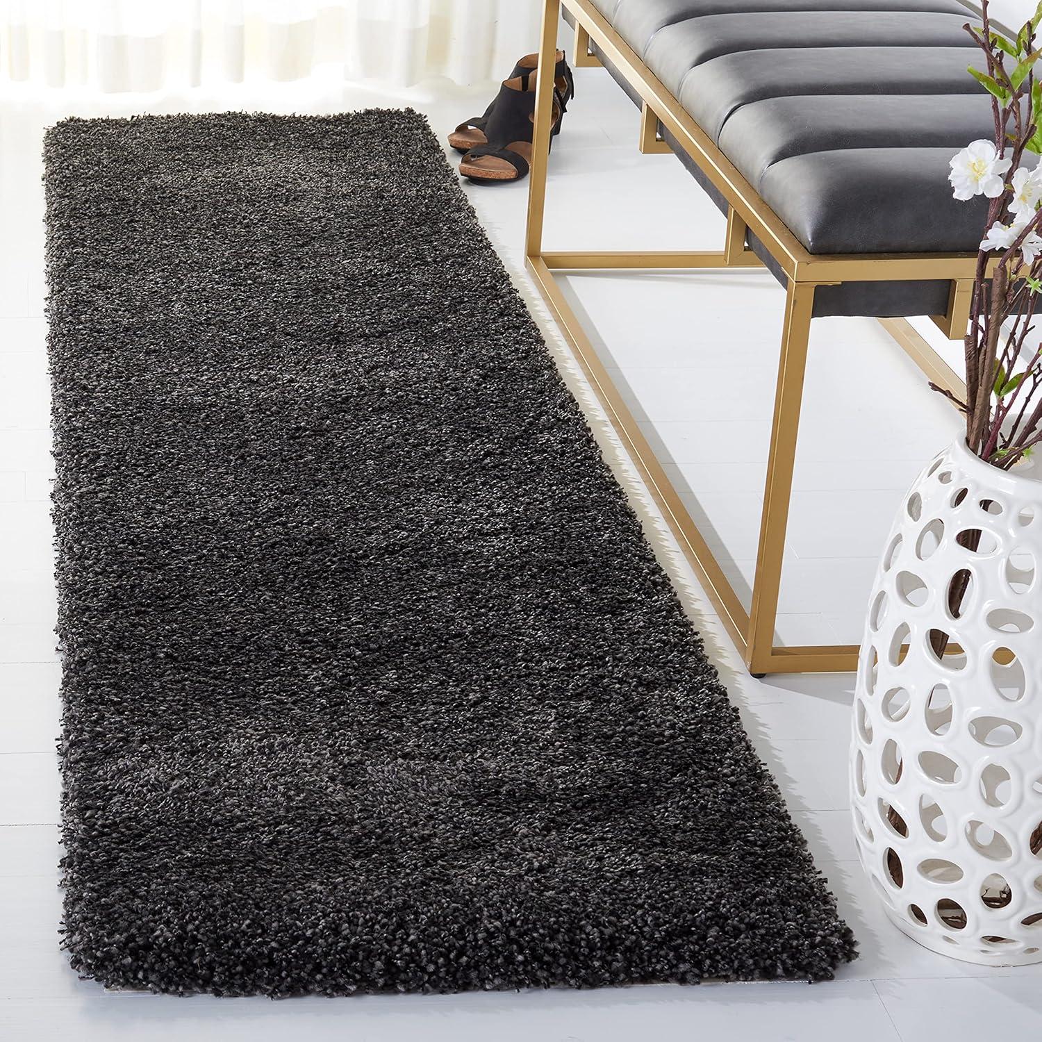 image:imageSAFAVIEH Milan Shag Collection Area Rug 51 x 8 Aqua Blue Solid Design NonShedding amp Easy to Clean Plush Thick Pile Ideal for Living Room Bedroom SG1806060Dark Grey