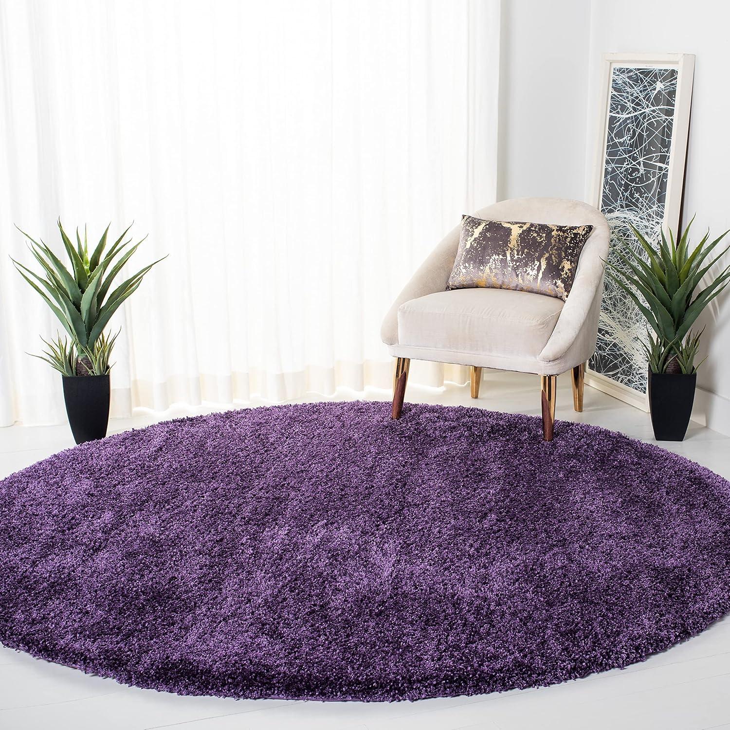 image:imageSAFAVIEH Milan Shag Collection Area Rug 51 x 8 Aqua Blue Solid Design NonShedding amp Easy to Clean Plush Thick Pile Ideal for Living Room Bedroom SG1806060Purple