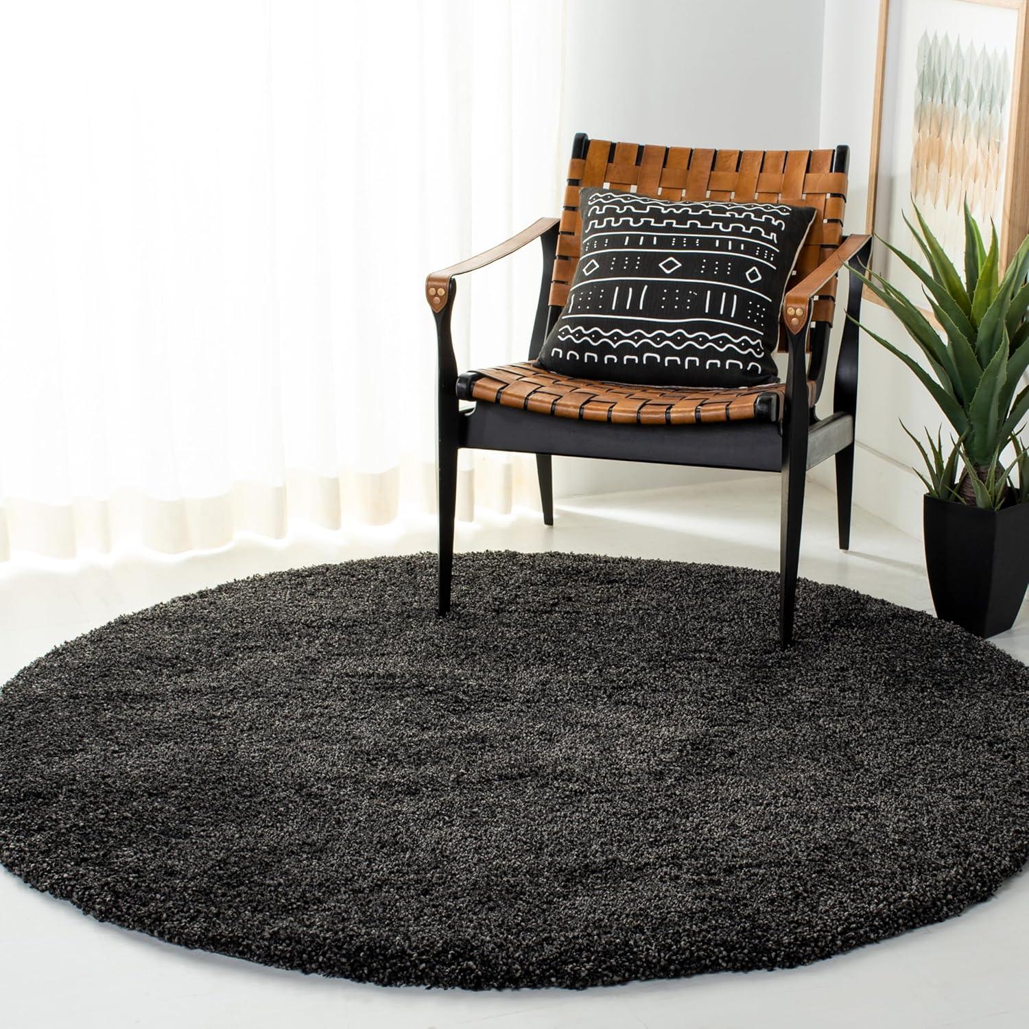image:imageSAFAVIEH Milan Shag Collection Area Rug 51 x 8 Aqua Blue Solid Design NonShedding amp Easy to Clean Plush Thick Pile Ideal for Living Room Bedroom SG1806060Dark Grey