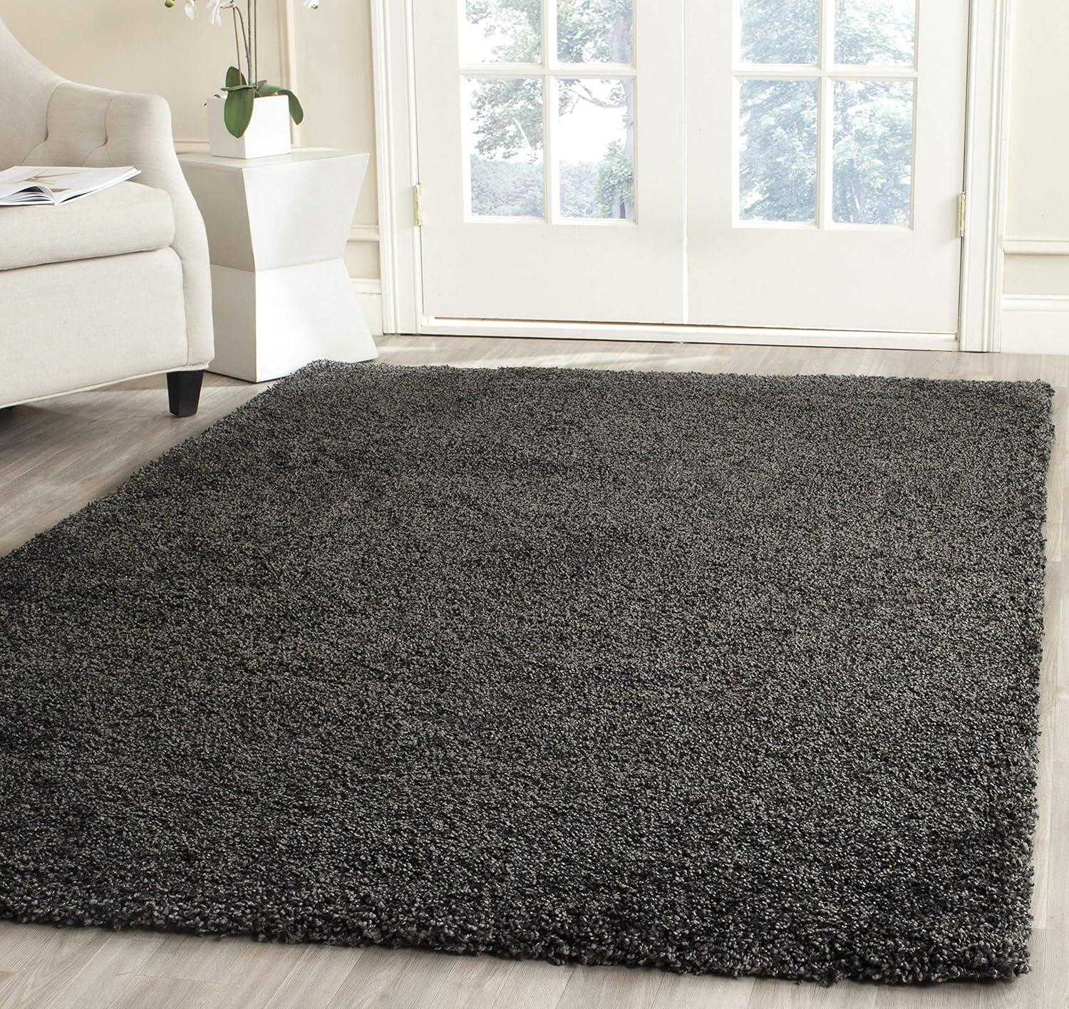 image:imageSAFAVIEH Milan Shag Collection Area Rug 51 x 8 Aqua Blue Solid Design NonShedding amp Easy to Clean Plush Thick Pile Ideal for Living Room Bedroom SG1806060Dark Grey