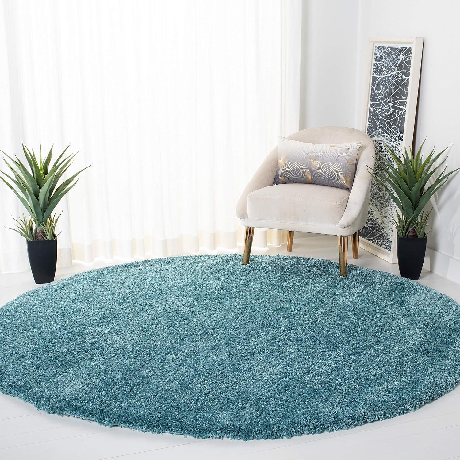 image:imageSAFAVIEH Milan Shag Collection Area Rug 51 x 8 Aqua Blue Solid Design NonShedding amp Easy to Clean Plush Thick Pile Ideal for Living Room Bedroom SG1806060Aqua Blue