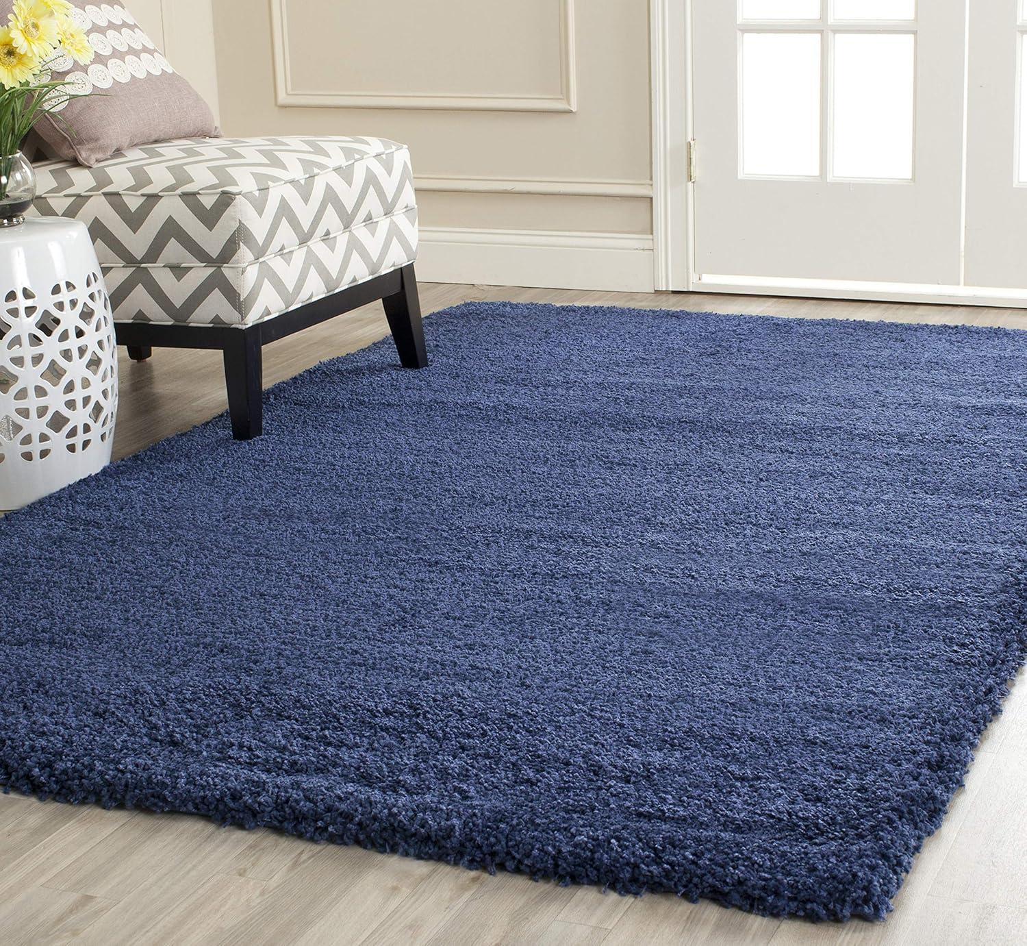image:imageSAFAVIEH Milan Shag Collection Area Rug 51 x 8 Aqua Blue Solid Design NonShedding amp Easy to Clean Plush Thick Pile Ideal for Living Room Bedroom SG1806060Navy