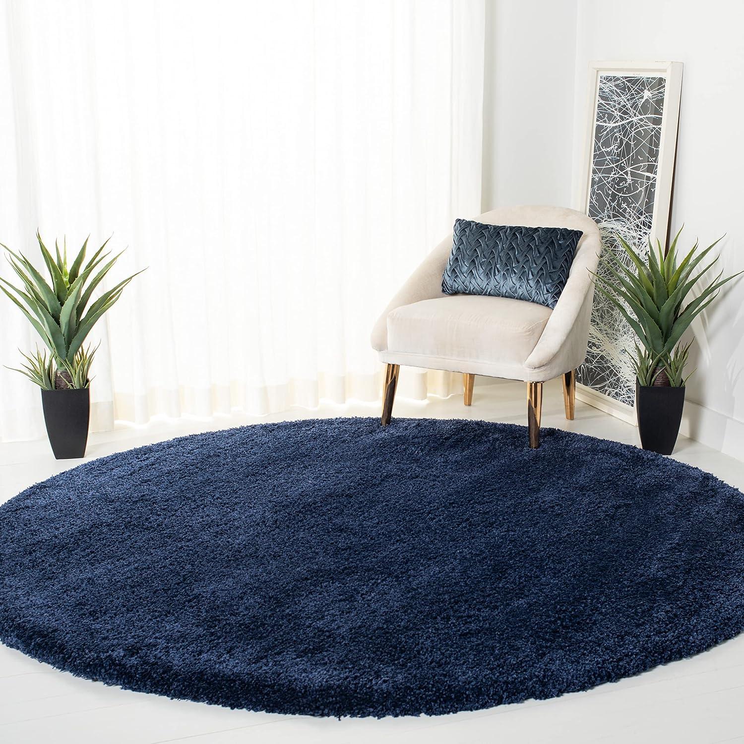image:imageSAFAVIEH Milan Shag Collection Area Rug 51 x 8 Aqua Blue Solid Design NonShedding amp Easy to Clean Plush Thick Pile Ideal for Living Room Bedroom SG1806060Navy