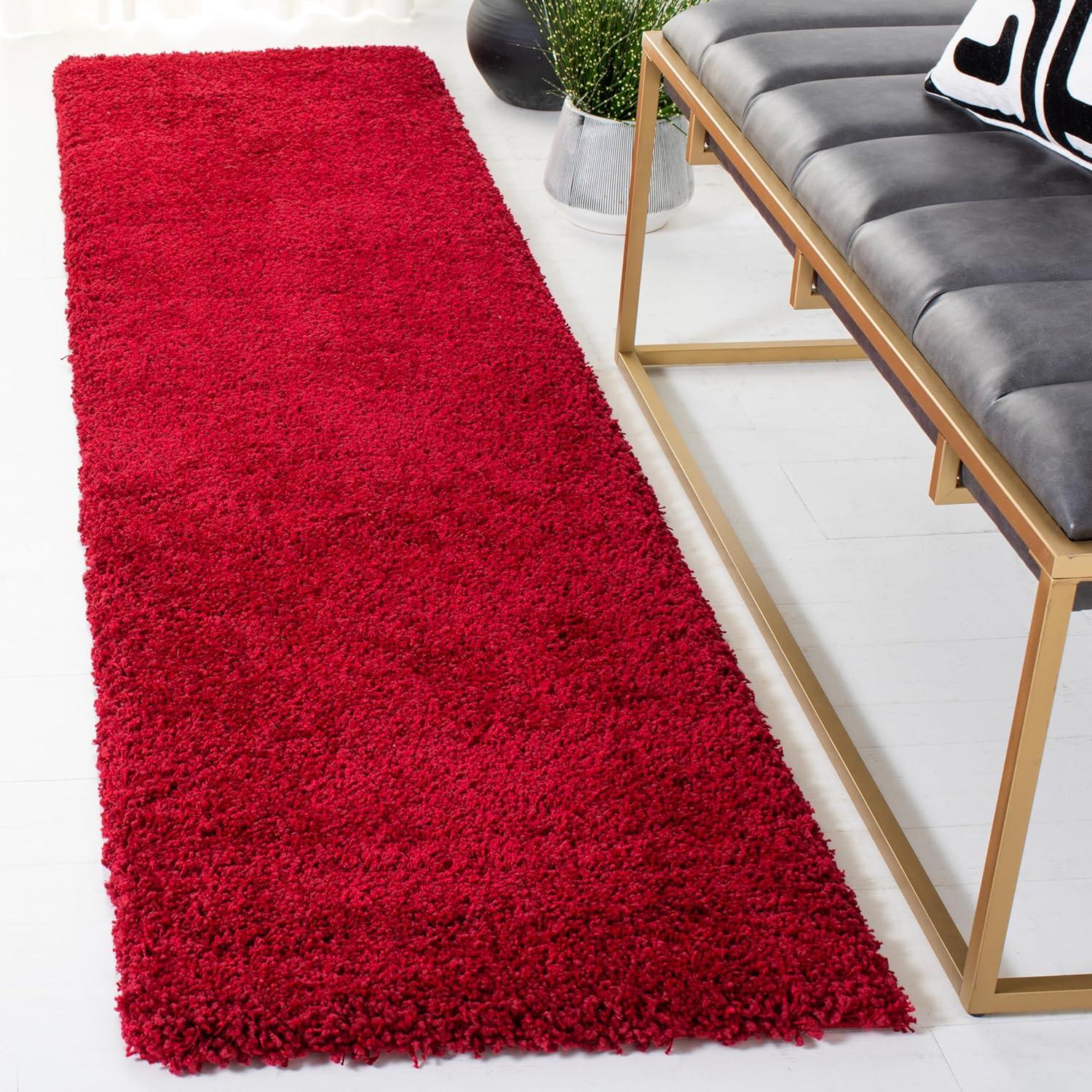 image:imageSAFAVIEH Milan Shag Collection Area Rug 51 x 8 Aqua Blue Solid Design NonShedding amp Easy to Clean Plush Thick Pile Ideal for Living Room Bedroom SG1806060Red