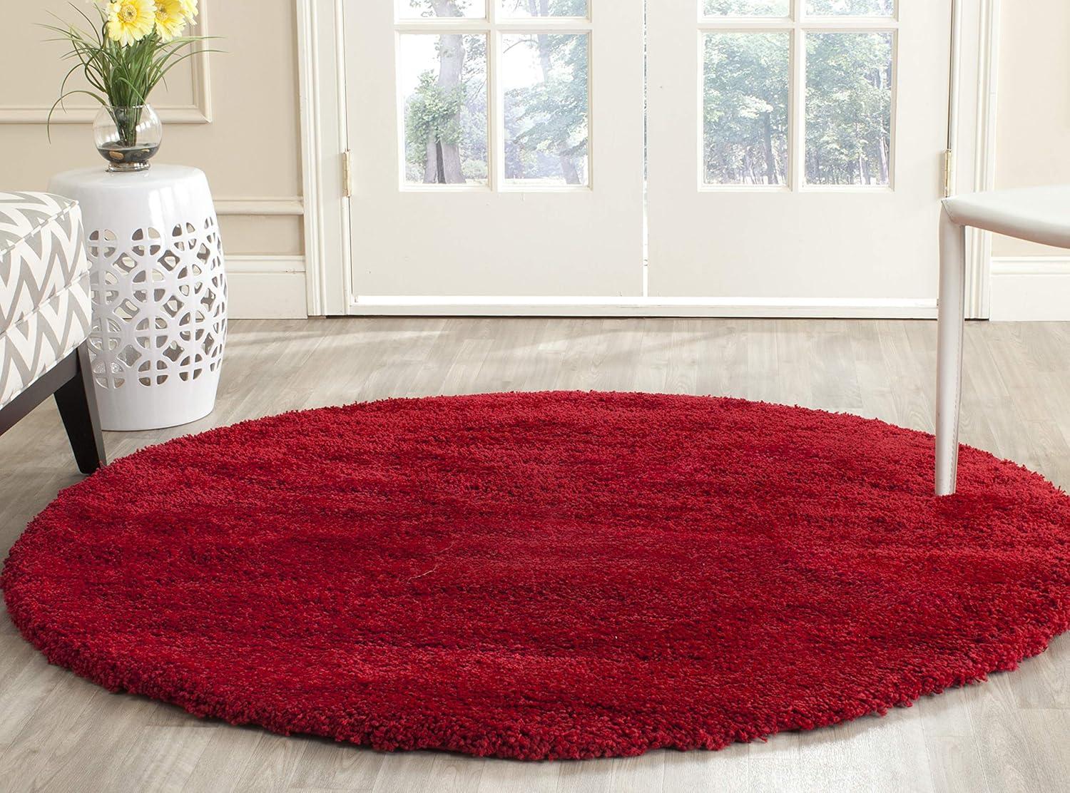 image:imageSAFAVIEH Milan Shag Collection Area Rug 51 x 8 Aqua Blue Solid Design NonShedding amp Easy to Clean Plush Thick Pile Ideal for Living Room Bedroom SG1806060Red