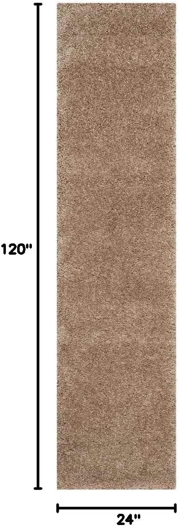 image:imageSAFAVIEH Milan Shag Collection Area Rug 51 x 8 Aqua Blue Solid Design NonShedding amp Easy to Clean Plush Thick Pile Ideal for Living Room Bedroom SG1806060Dark Beige
