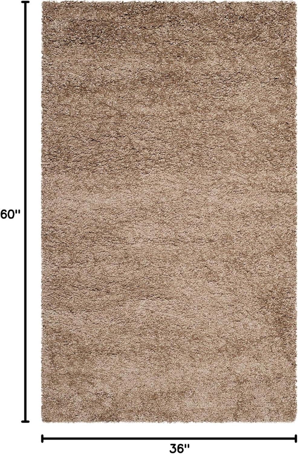 image:imageSAFAVIEH Milan Shag Collection Area Rug 51 x 8 Aqua Blue Solid Design NonShedding amp Easy to Clean Plush Thick Pile Ideal for Living Room Bedroom SG1806060Dark Beige