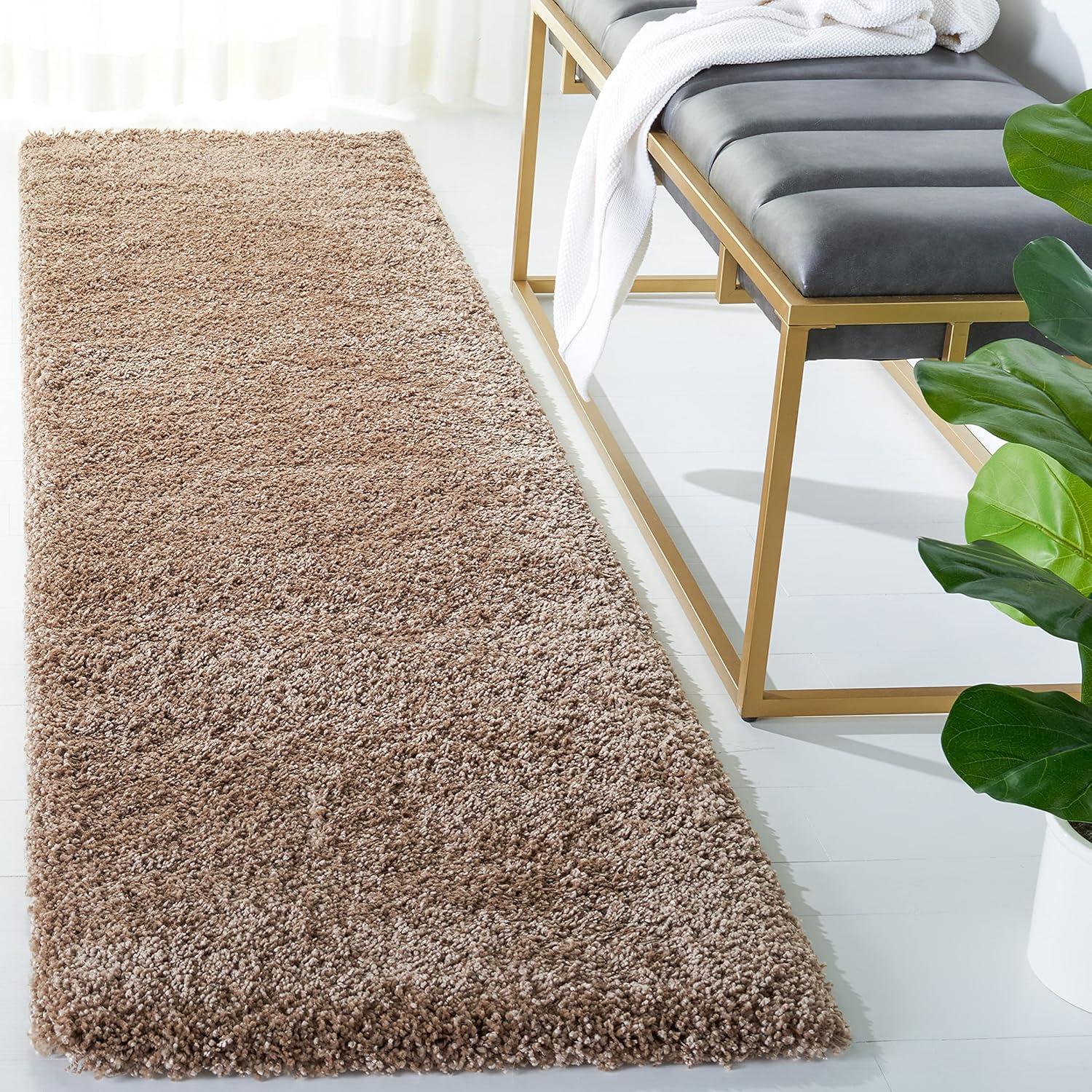 image:imageSAFAVIEH Milan Shag Collection Area Rug 51 x 8 Aqua Blue Solid Design NonShedding amp Easy to Clean Plush Thick Pile Ideal for Living Room Bedroom SG1806060Dark Beige