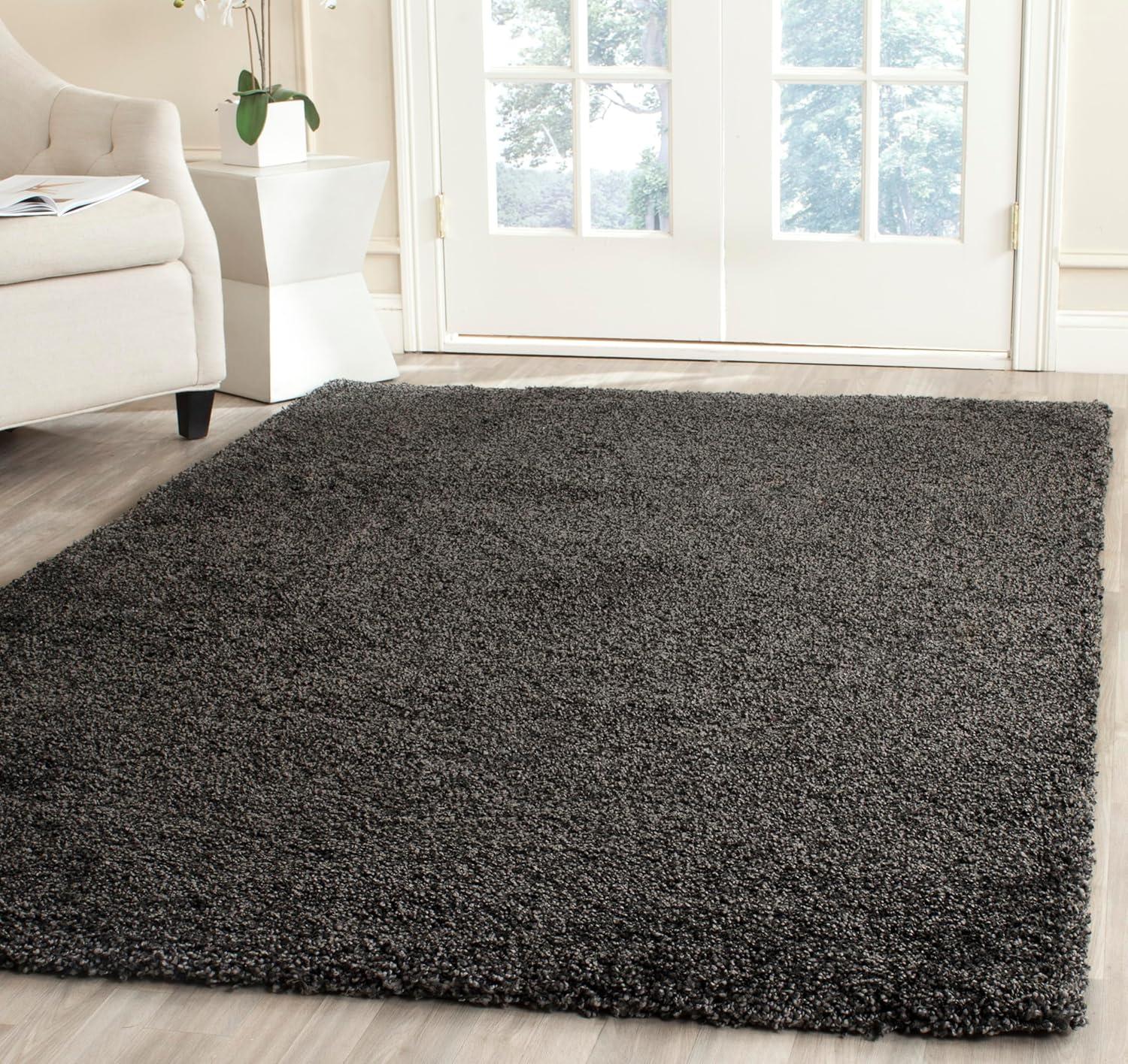 image:imageSAFAVIEH Milan Shag Collection Area Rug 51 x 8 Aqua Blue Solid Design NonShedding amp Easy to Clean Plush Thick Pile Ideal for Living Room Bedroom SG1806060Dark Grey