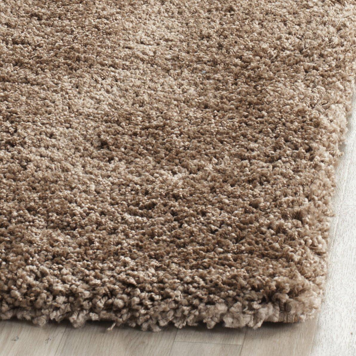 image:imageSAFAVIEH Milan Shag Collection Area Rug 51 x 8 Aqua Blue Solid Design NonShedding amp Easy to Clean Plush Thick Pile Ideal for Living Room Bedroom SG1806060Dark Beige