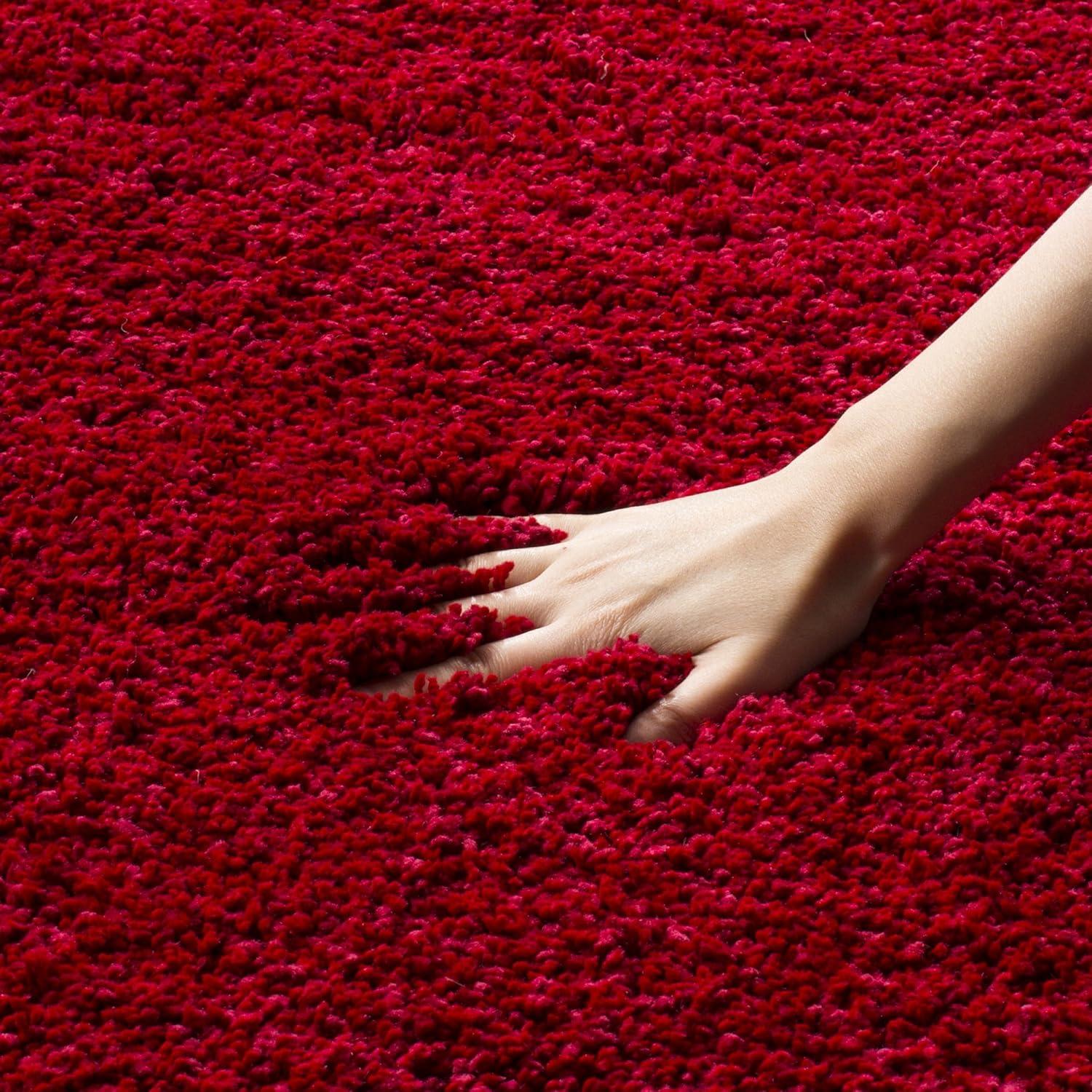 image:imageSAFAVIEH Milan Shag Collection Area Rug 51 x 8 Aqua Blue Solid Design NonShedding amp Easy to Clean Plush Thick Pile Ideal for Living Room Bedroom SG1806060Red