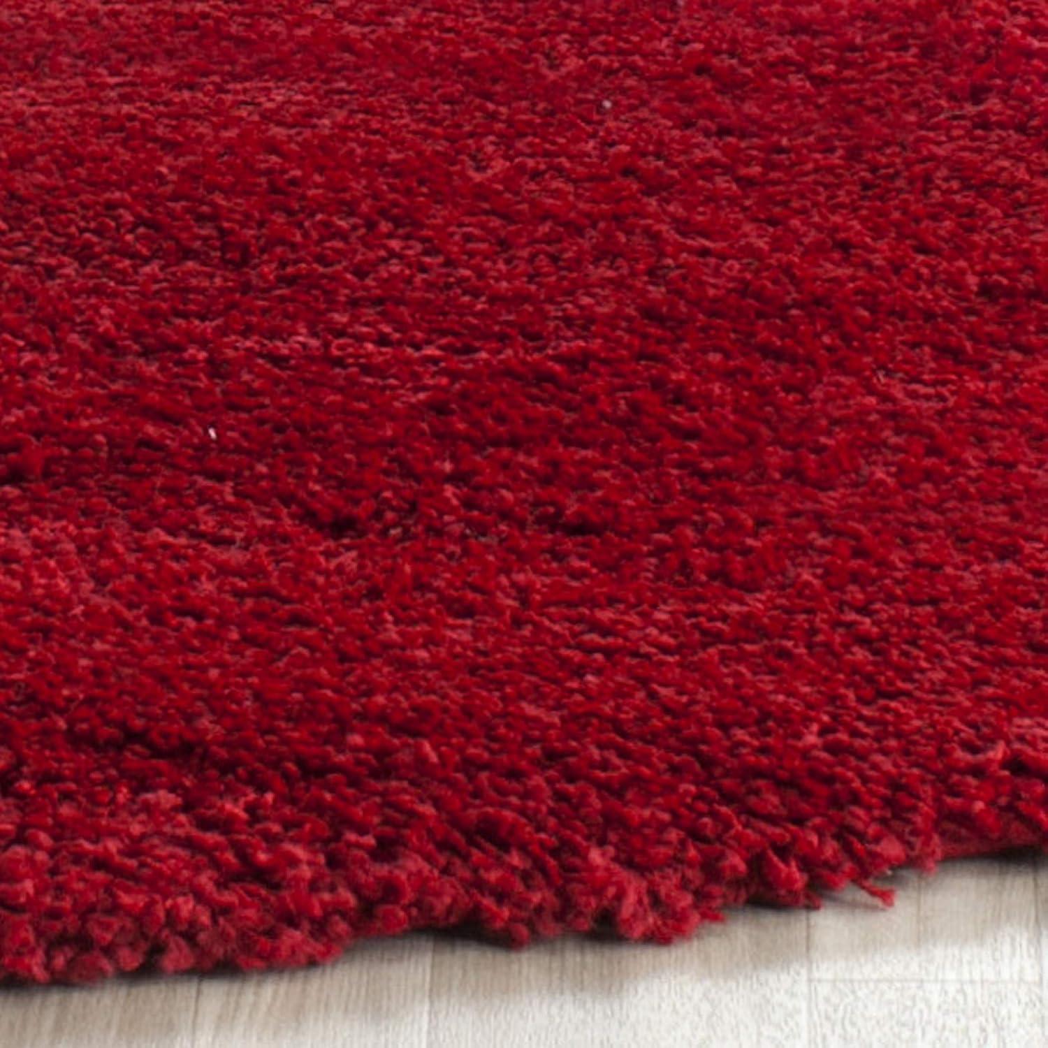 image:imageSAFAVIEH Milan Shag Collection Area Rug 51 x 8 Aqua Blue Solid Design NonShedding amp Easy to Clean Plush Thick Pile Ideal for Living Room Bedroom SG1806060Red