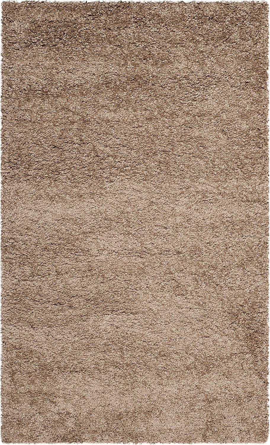 image:imageSAFAVIEH Milan Shag Collection Area Rug 51 x 8 Aqua Blue Solid Design NonShedding amp Easy to Clean Plush Thick Pile Ideal for Living Room Bedroom SG1806060Dark Beige