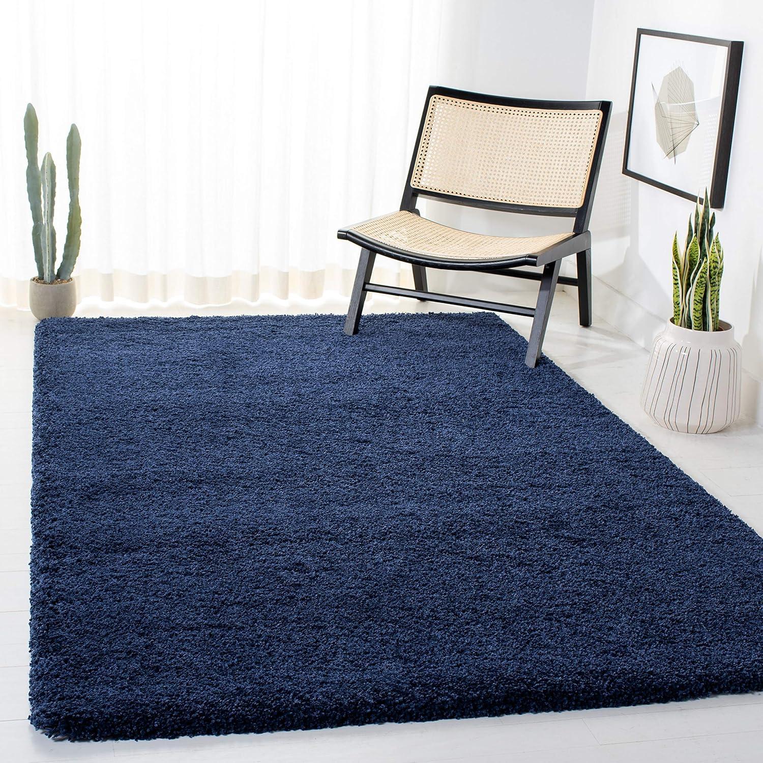 image:imageSAFAVIEH Milan Shag Collection Area Rug 51 x 8 Aqua Blue Solid Design NonShedding amp Easy to Clean Plush Thick Pile Ideal for Living Room Bedroom SG1806060Navy