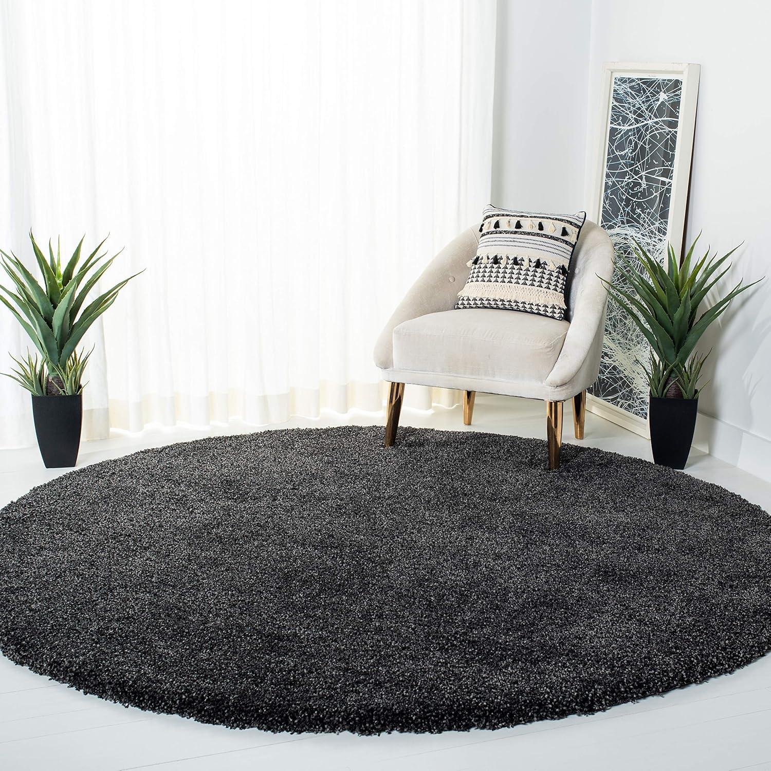 image:imageSAFAVIEH Milan Shag Collection Area Rug 51 x 8 Aqua Blue Solid Design NonShedding amp Easy to Clean Plush Thick Pile Ideal for Living Room Bedroom SG1806060Dark Grey