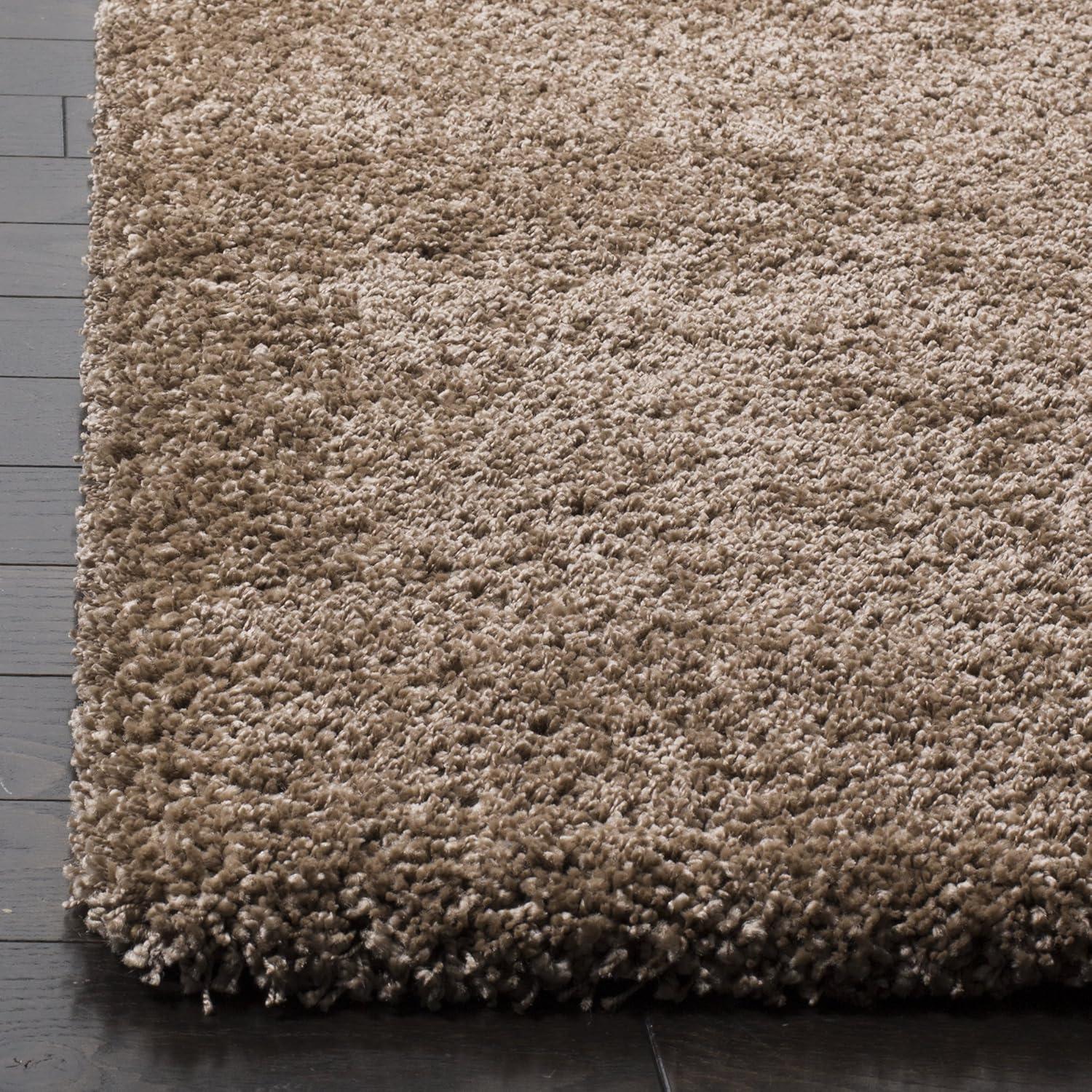 image:imageSAFAVIEH Milan Shag Collection Area Rug 51 x 8 Aqua Blue Solid Design NonShedding amp Easy to Clean Plush Thick Pile Ideal for Living Room Bedroom SG1806060Dark Beige
