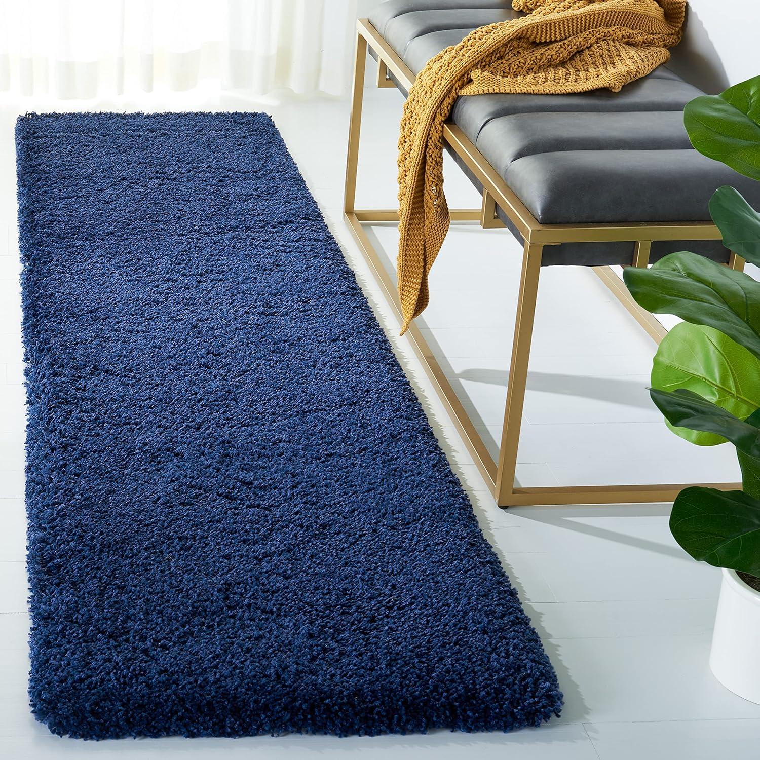 image:imageSAFAVIEH Milan Shag Collection Area Rug 51 x 8 Aqua Blue Solid Design NonShedding amp Easy to Clean Plush Thick Pile Ideal for Living Room Bedroom SG1806060Navy