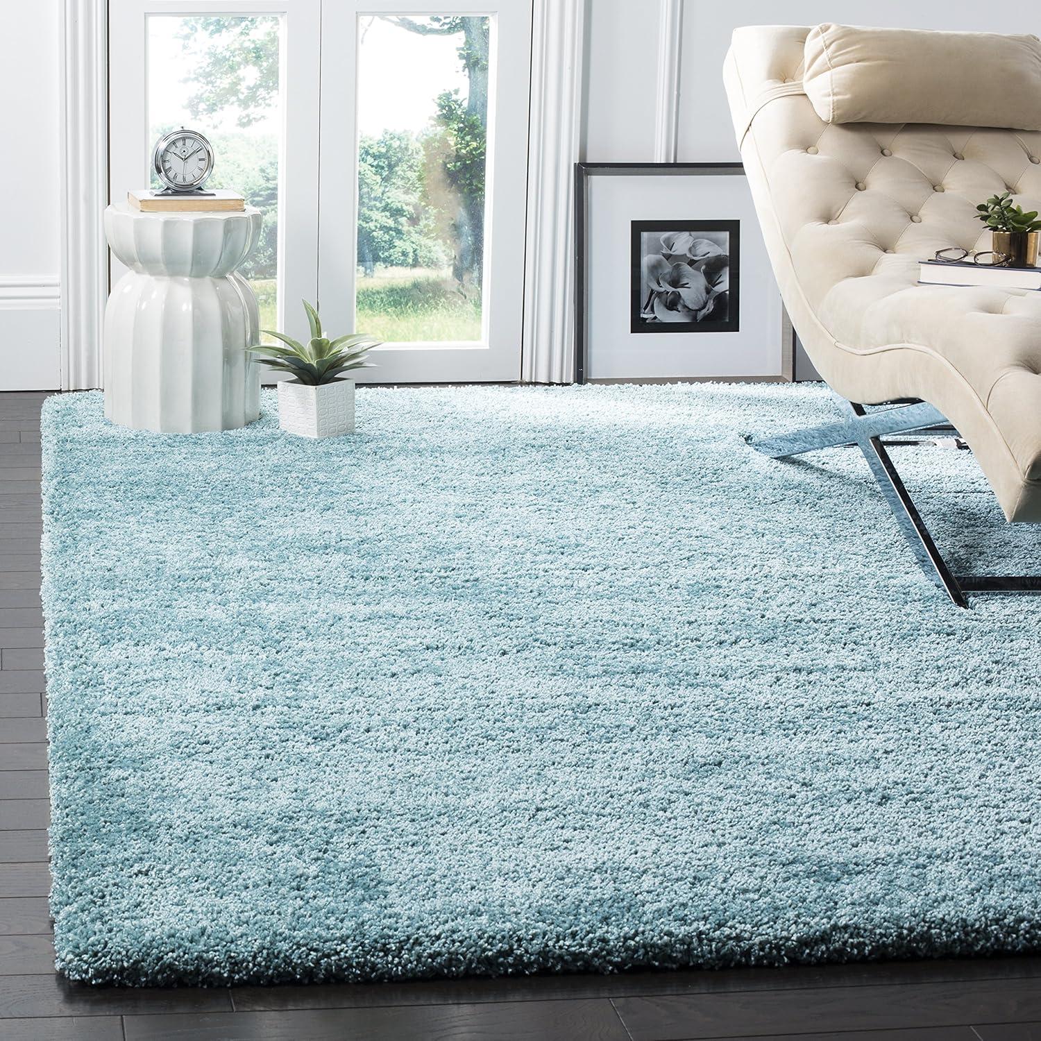 image:imageSAFAVIEH Milan Shag Collection Area Rug 51 x 8 Aqua Blue Solid Design NonShedding amp Easy to Clean Plush Thick Pile Ideal for Living Room Bedroom SG1806060Aqua Blue