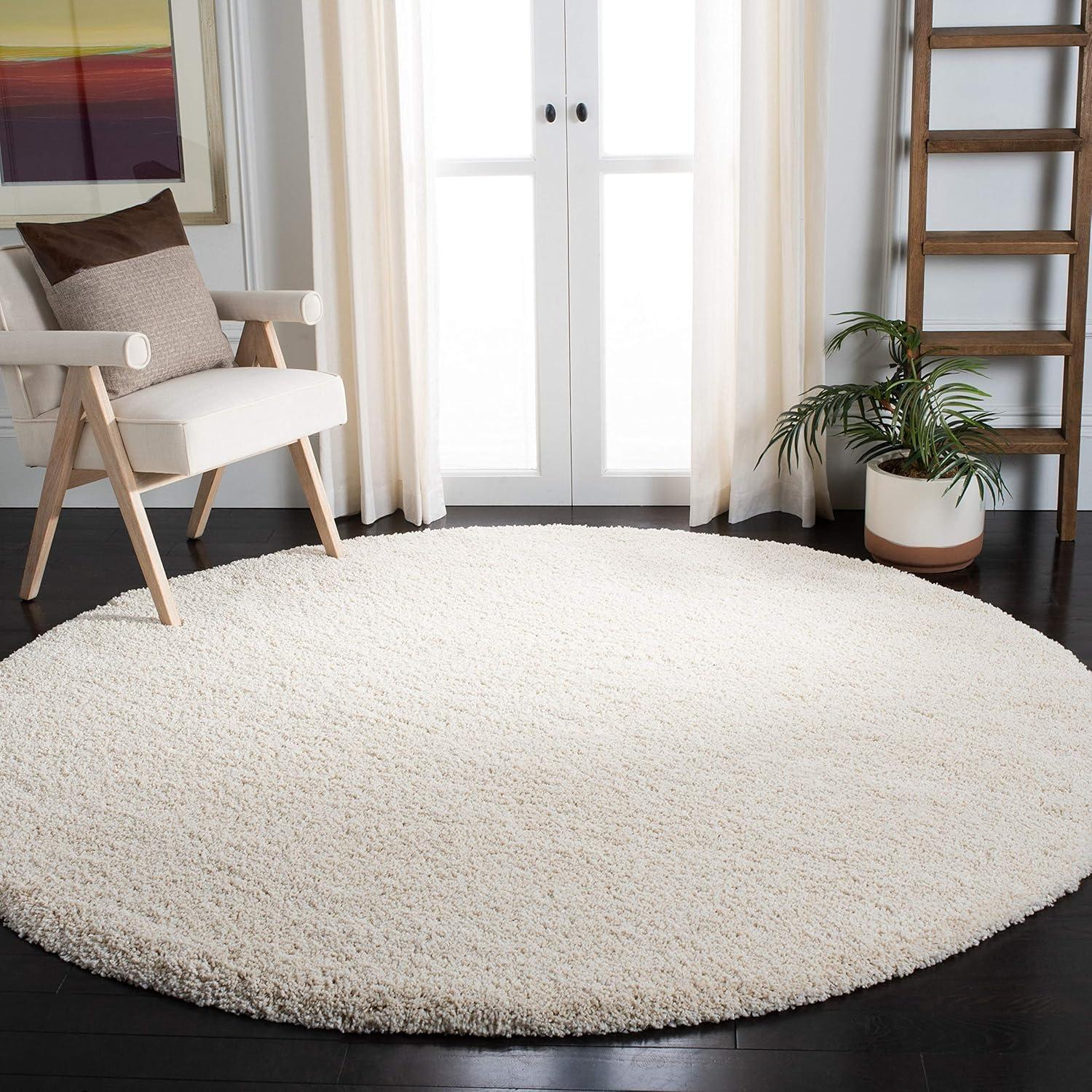 image:imageSAFAVIEH Milan Shag Collection Area Rug 51 x 8 Aqua Blue Solid Design NonShedding amp Easy to Clean Plush Thick Pile Ideal for Living Room Bedroom SG1806060Ivory