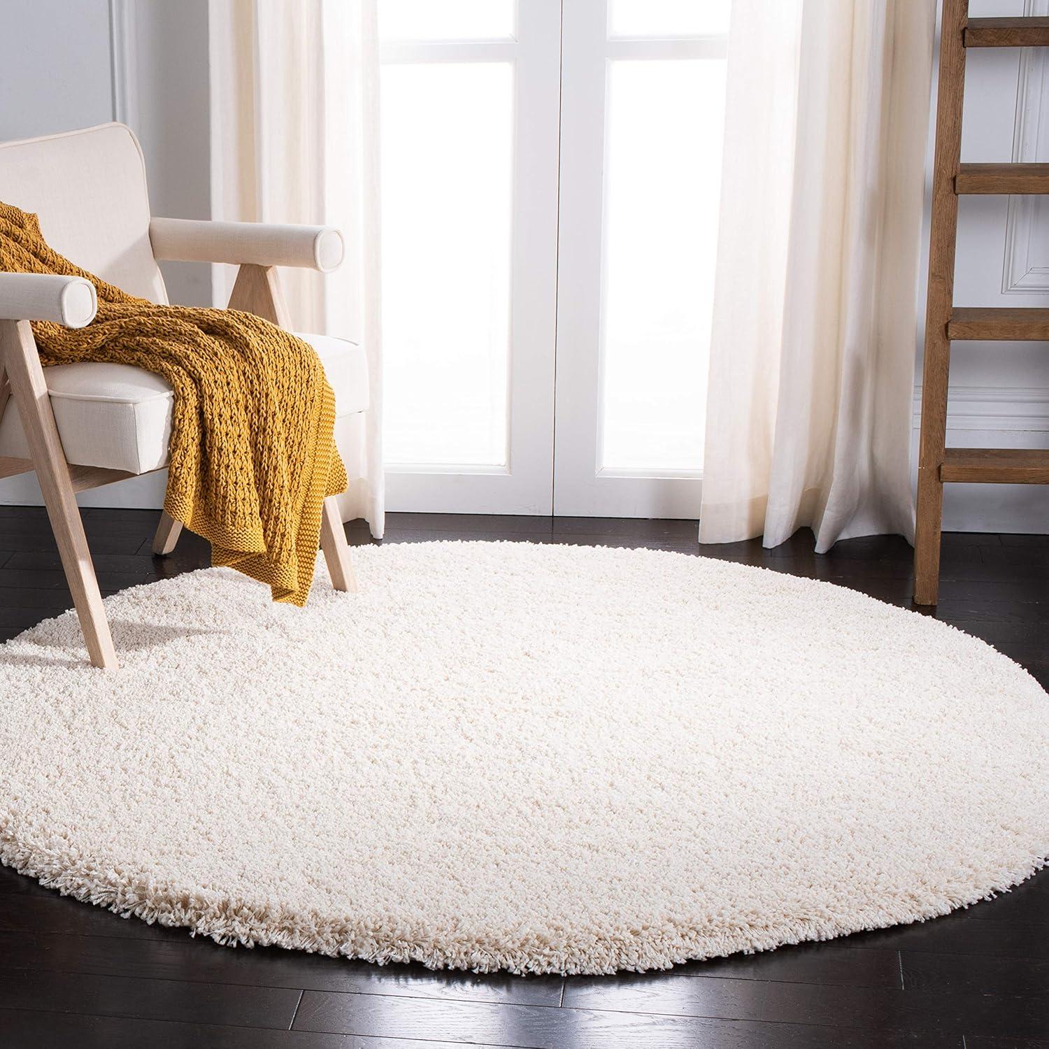 image:imageSAFAVIEH Milan Shag Collection Area Rug 51 x 8 Aqua Blue Solid Design NonShedding amp Easy to Clean Plush Thick Pile Ideal for Living Room Bedroom SG1806060Ivory