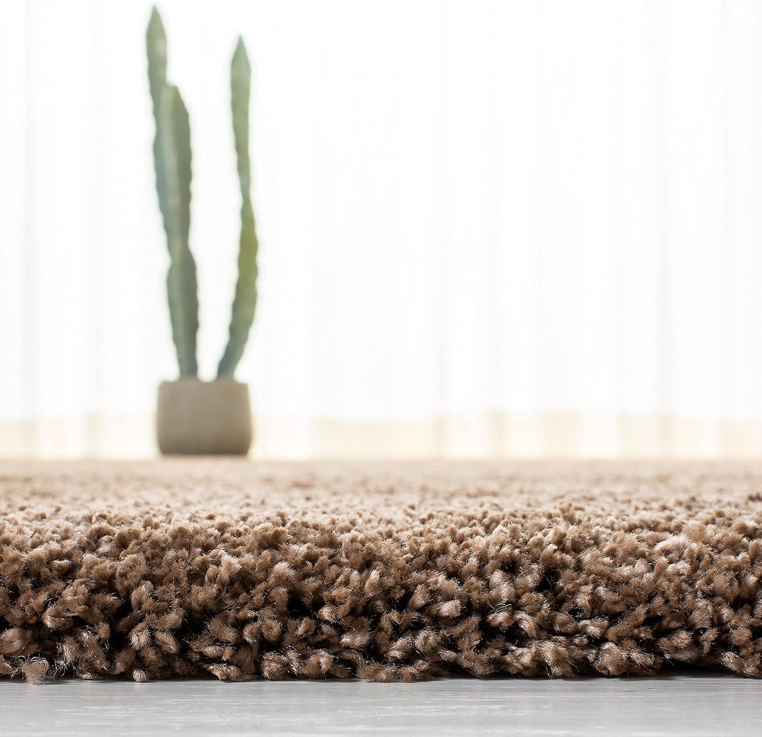 image:imageSAFAVIEH Milan Shag Collection Area Rug 51 x 8 Aqua Blue Solid Design NonShedding amp Easy to Clean Plush Thick Pile Ideal for Living Room Bedroom SG1806060Dark Beige
