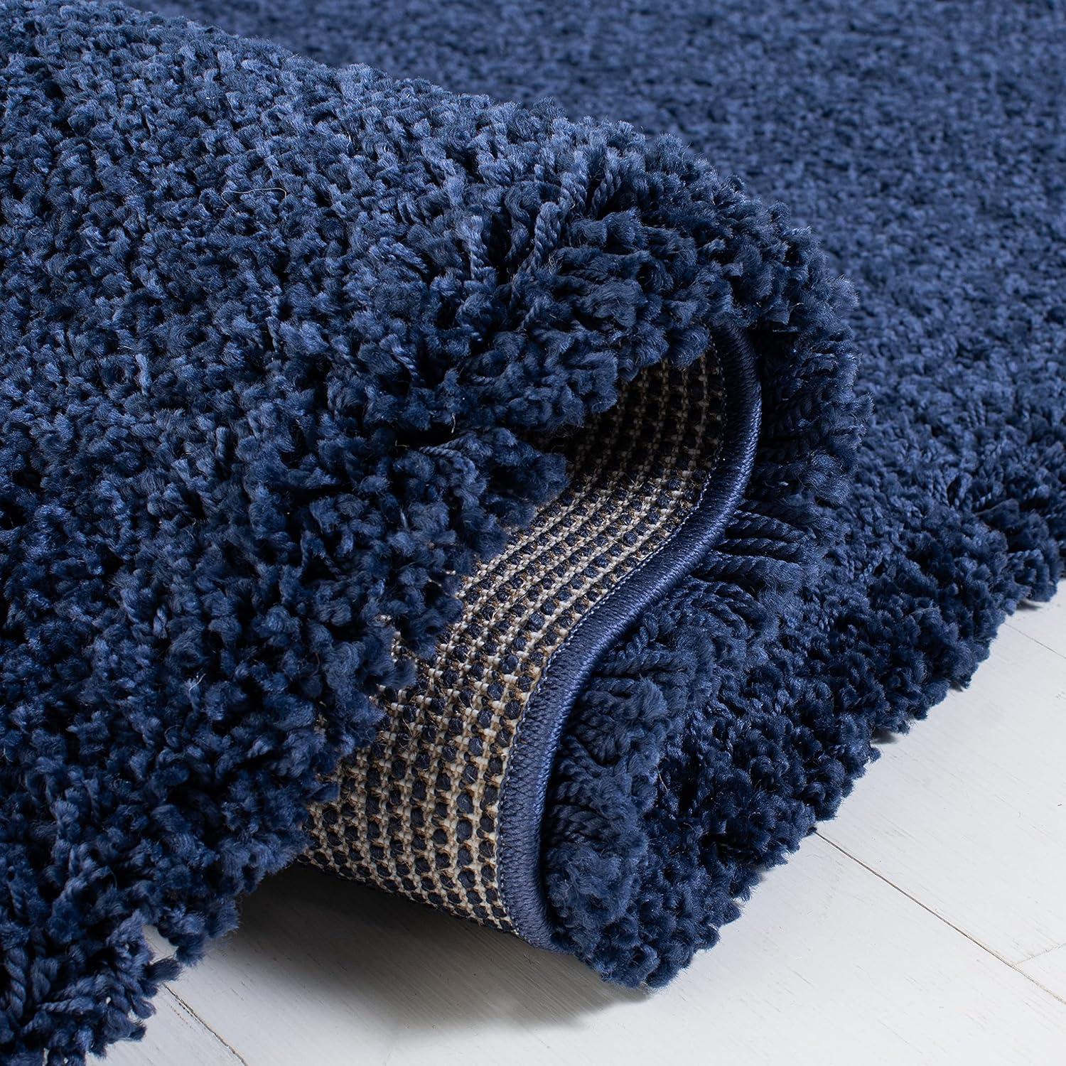 image:imageSAFAVIEH Milan Shag Collection Area Rug 51 x 8 Aqua Blue Solid Design NonShedding amp Easy to Clean Plush Thick Pile Ideal for Living Room Bedroom SG1806060Navy