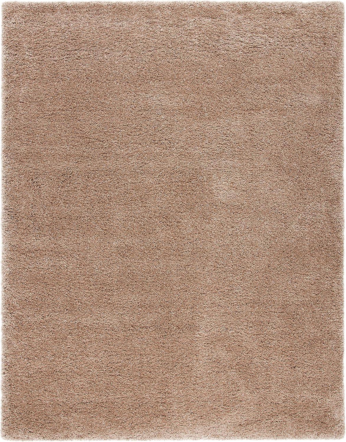 image:imageSAFAVIEH Milan Shag Collection Area Rug 51 x 8 Aqua Blue Solid Design NonShedding amp Easy to Clean Plush Thick Pile Ideal for Living Room Bedroom SG1806060Dark Beige