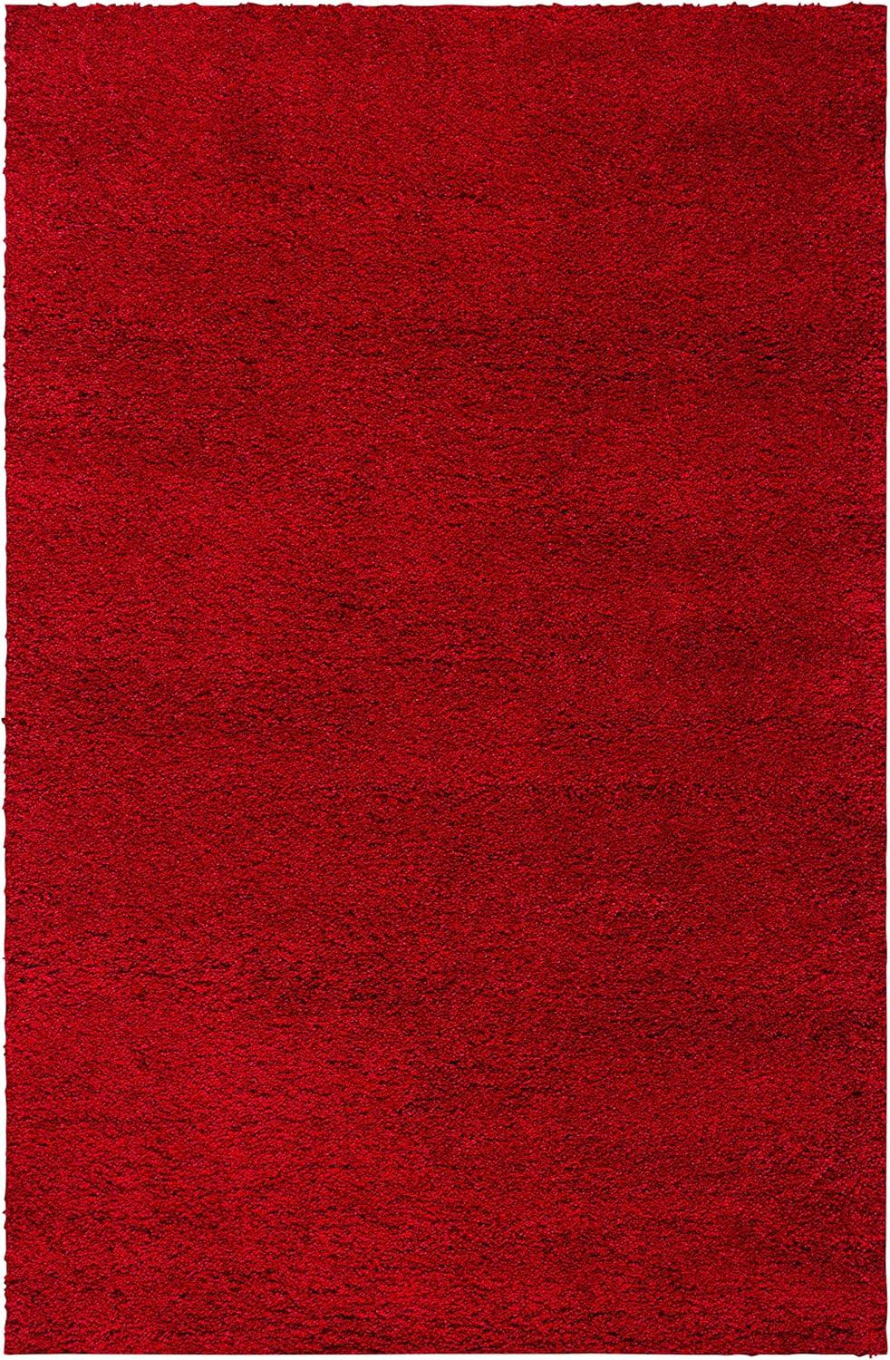image:imageSAFAVIEH Milan Shag Collection Area Rug 51 x 8 Aqua Blue Solid Design NonShedding amp Easy to Clean Plush Thick Pile Ideal for Living Room Bedroom SG1806060Red