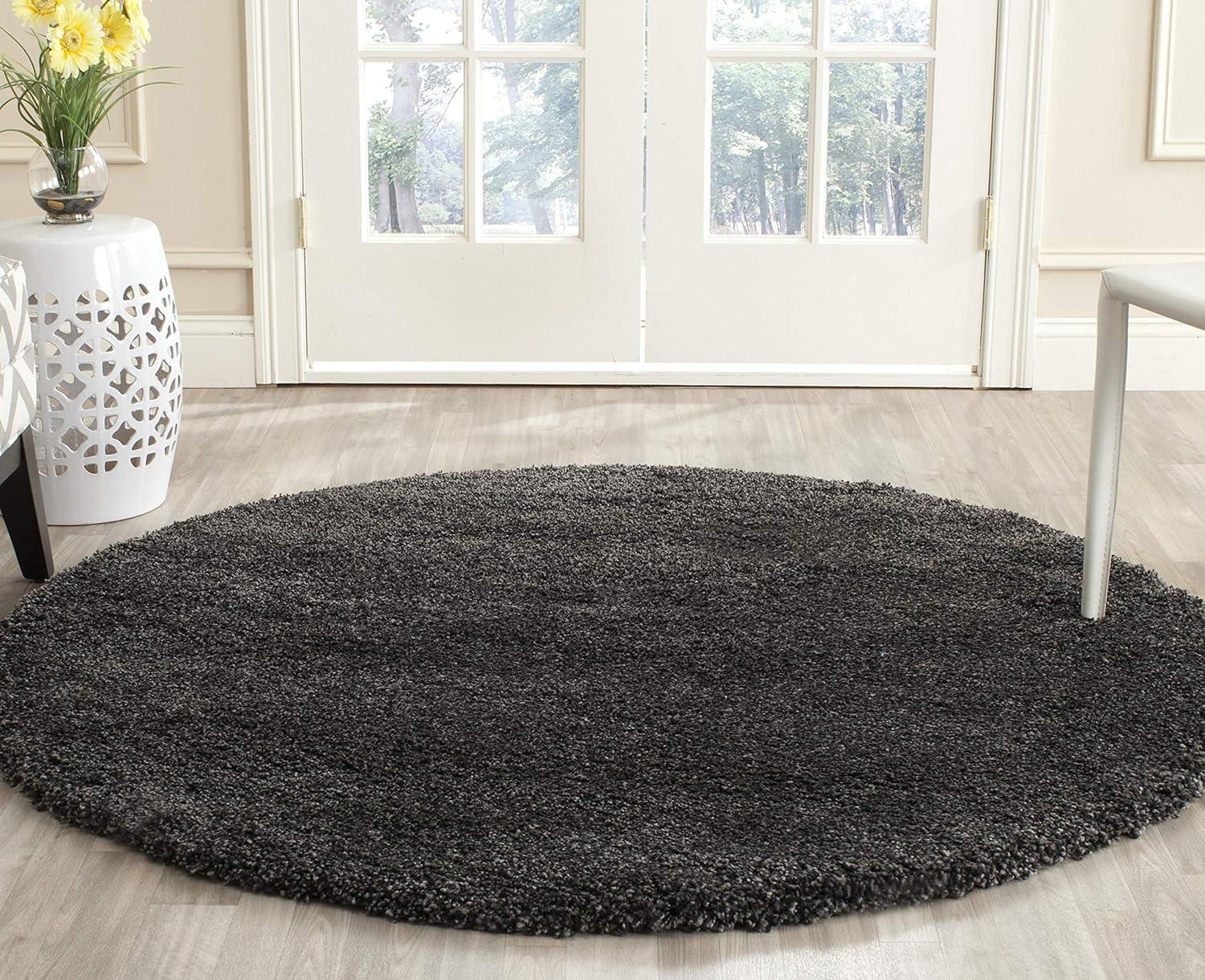 image:imageSAFAVIEH Milan Shag Collection Area Rug 51 x 8 Aqua Blue Solid Design NonShedding amp Easy to Clean Plush Thick Pile Ideal for Living Room Bedroom SG1806060Dark Grey