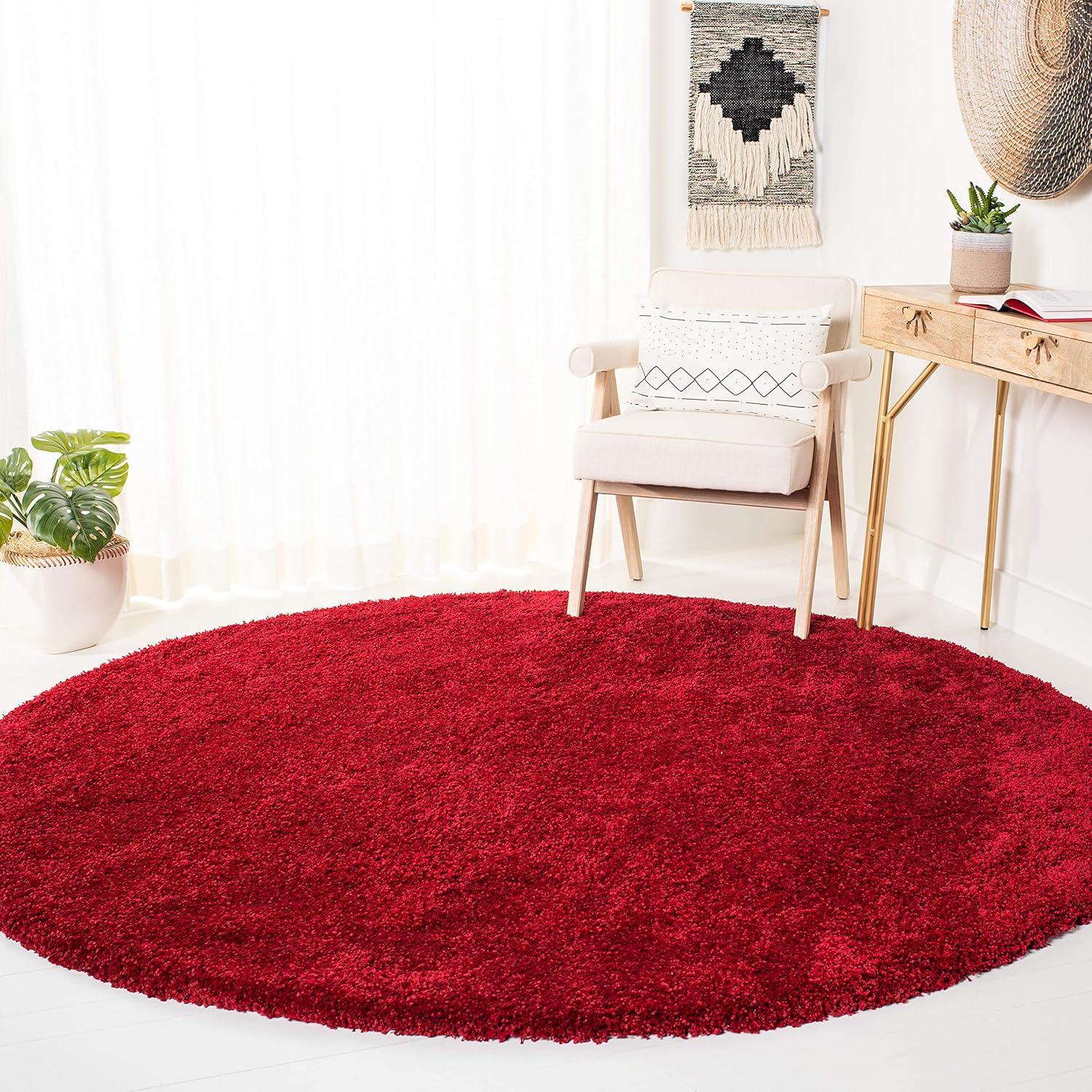 image:imageSAFAVIEH Milan Shag Collection Area Rug 51 x 8 Aqua Blue Solid Design NonShedding amp Easy to Clean Plush Thick Pile Ideal for Living Room Bedroom SG1806060Red