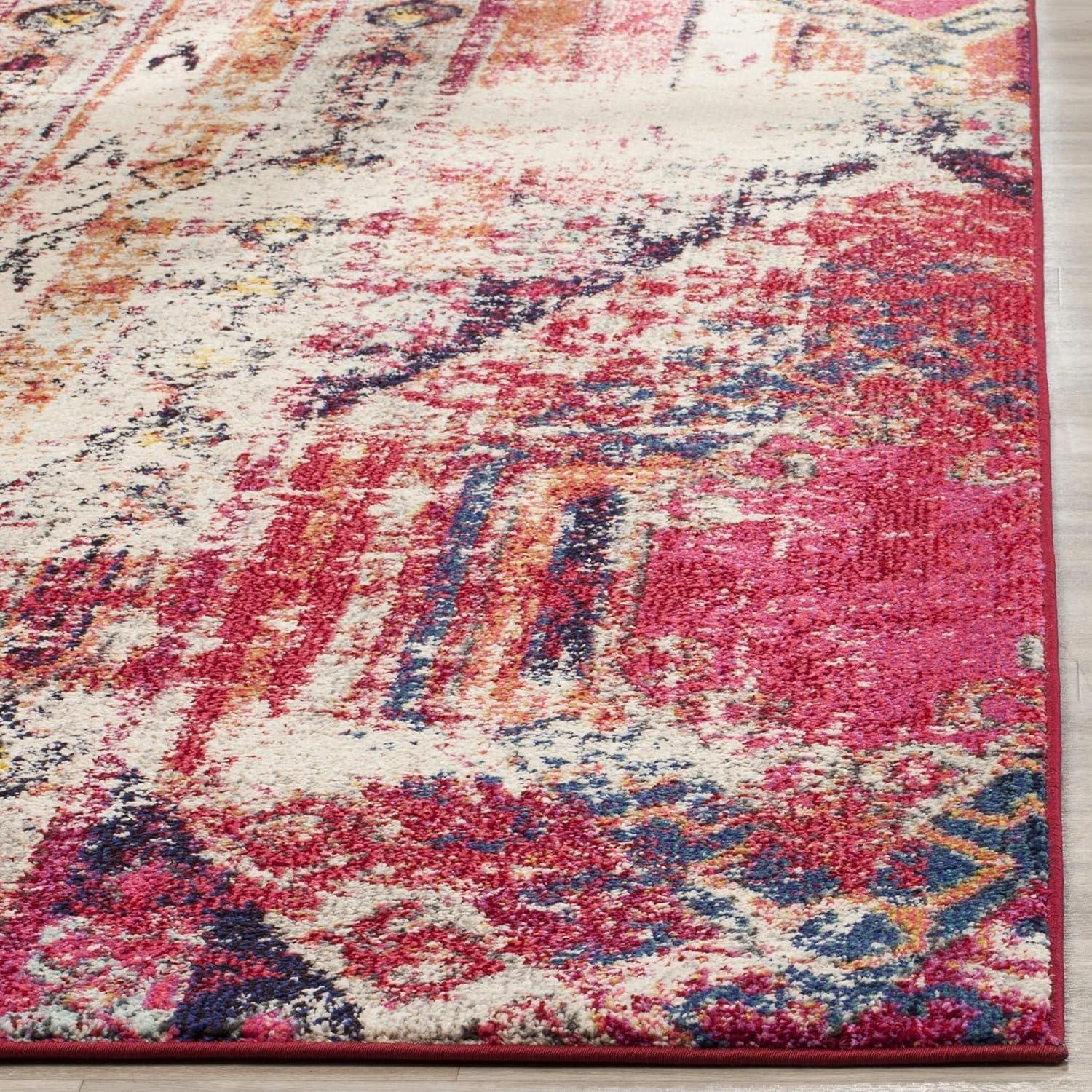image:imageSAFAVIEH Monaco Collection Area Rug 51 x 77 Multi Boho Chic Tribal Distressed Design NonShedding amp Easy Care Ideal for High Traffic Areas in Living Room Bedroom MNC222FMagentaMulti