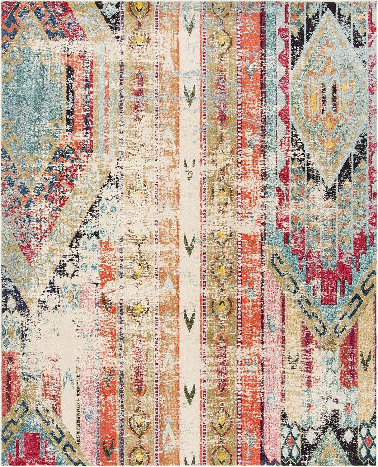 image:imageSAFAVIEH Monaco Collection Area Rug 51 x 77 Multi Boho Chic Tribal Distressed Design NonShedding amp Easy Care Ideal for High Traffic Areas in Living Room Bedroom MNC222FMulti Color