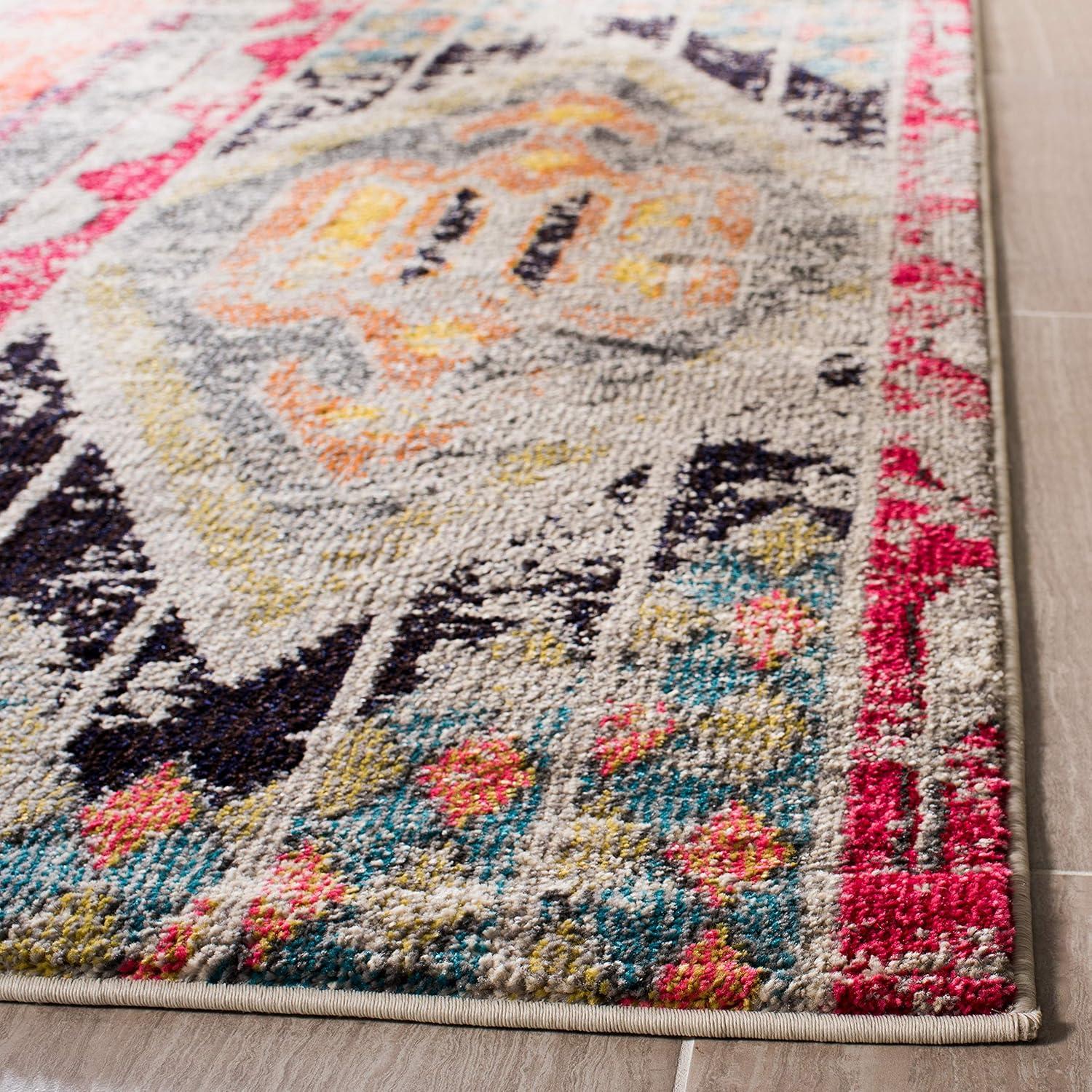 image:imageSAFAVIEH Monaco Collection Area Rug 51 x 77 Multi Boho Chic Tribal Distressed Design NonShedding amp Easy Care Ideal for High Traffic Areas in Living Room Bedroom MNC222FLight GreyMulti