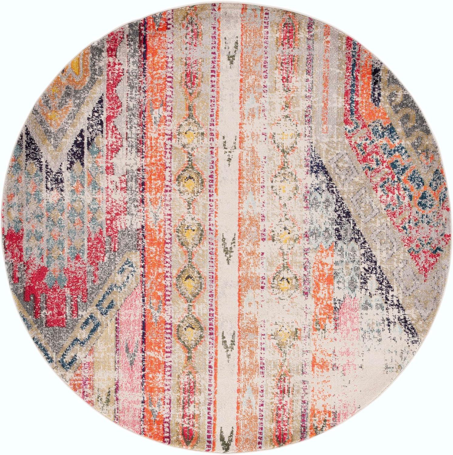 image:imageSAFAVIEH Monaco Collection Area Rug 51 x 77 Multi Boho Chic Tribal Distressed Design NonShedding amp Easy Care Ideal for High Traffic Areas in Living Room Bedroom MNC222FLight GreyMulti