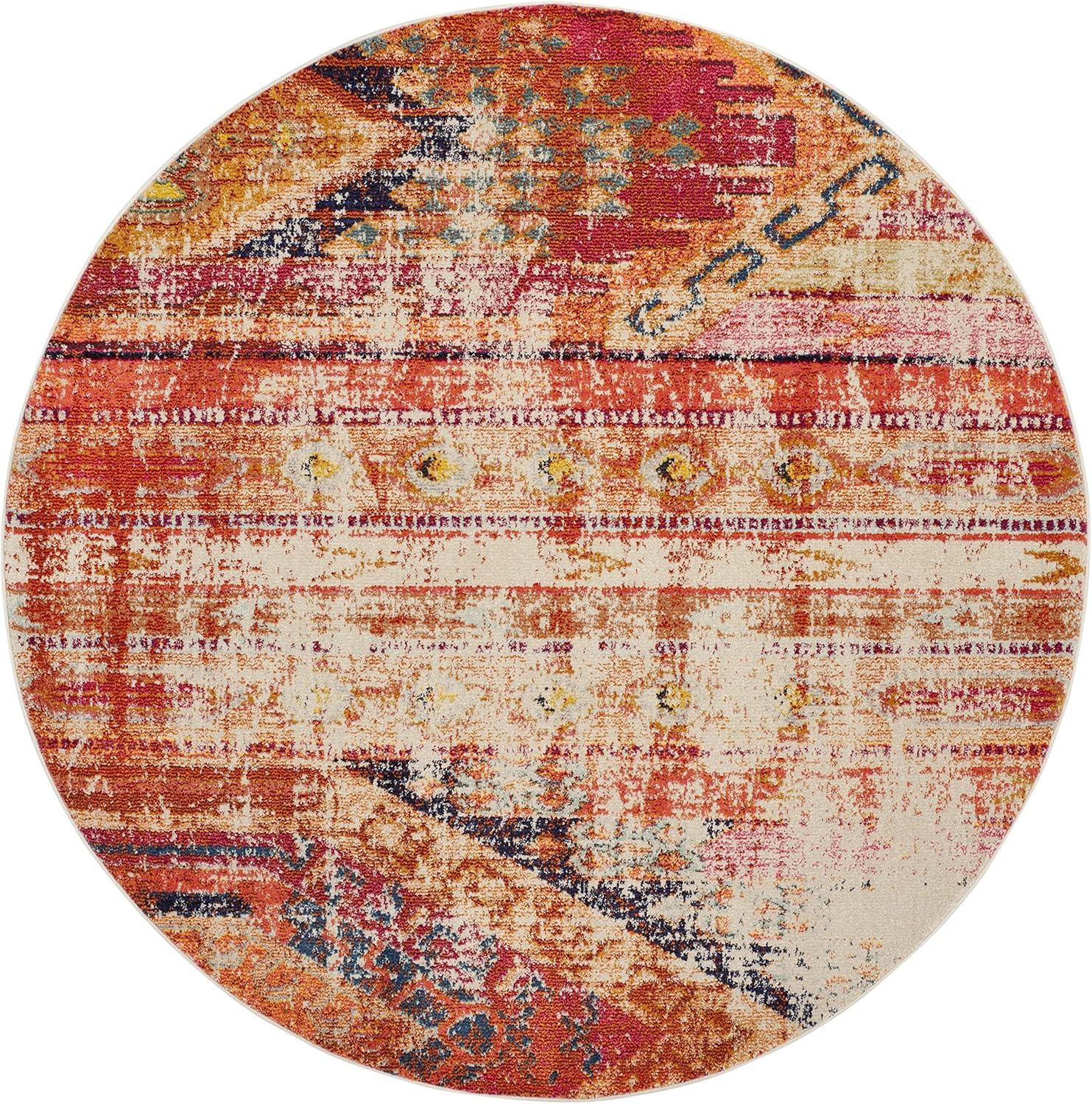 image:imageSAFAVIEH Monaco Collection Area Rug 51 x 77 Multi Boho Chic Tribal Distressed Design NonShedding amp Easy Care Ideal for High Traffic Areas in Living Room Bedroom MNC222FOrangeMulti