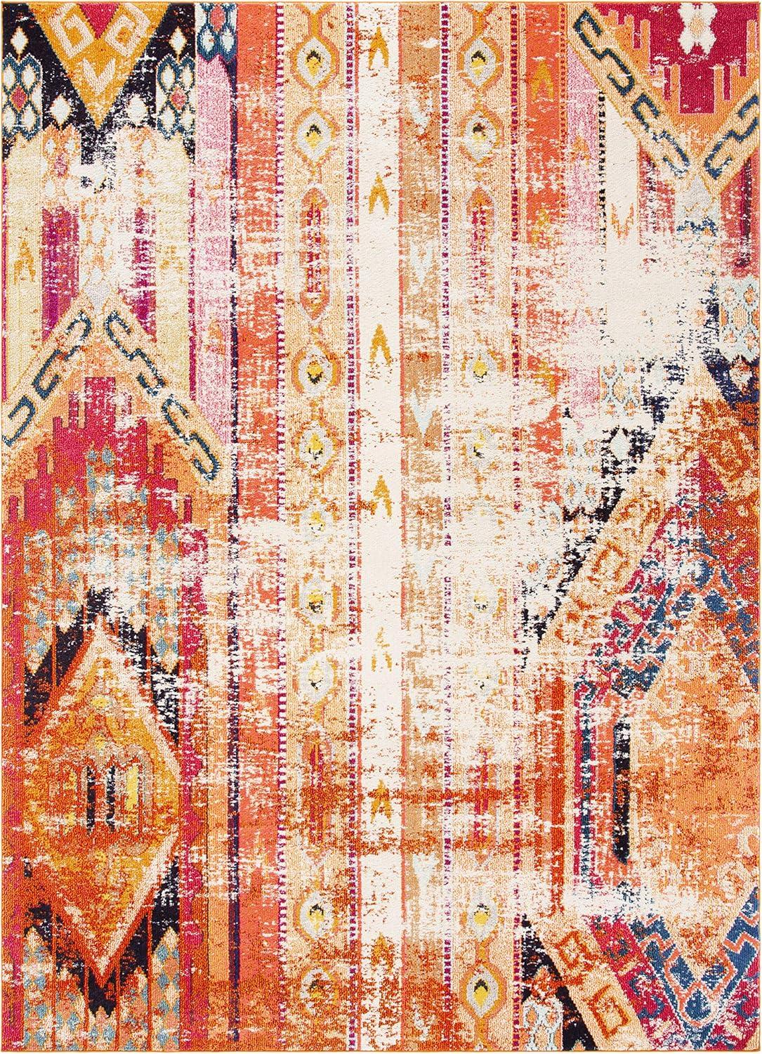 image:imageSAFAVIEH Monaco Collection Area Rug 51 x 77 Multi Boho Chic Tribal Distressed Design NonShedding amp Easy Care Ideal for High Traffic Areas in Living Room Bedroom MNC222FOrangeMulti