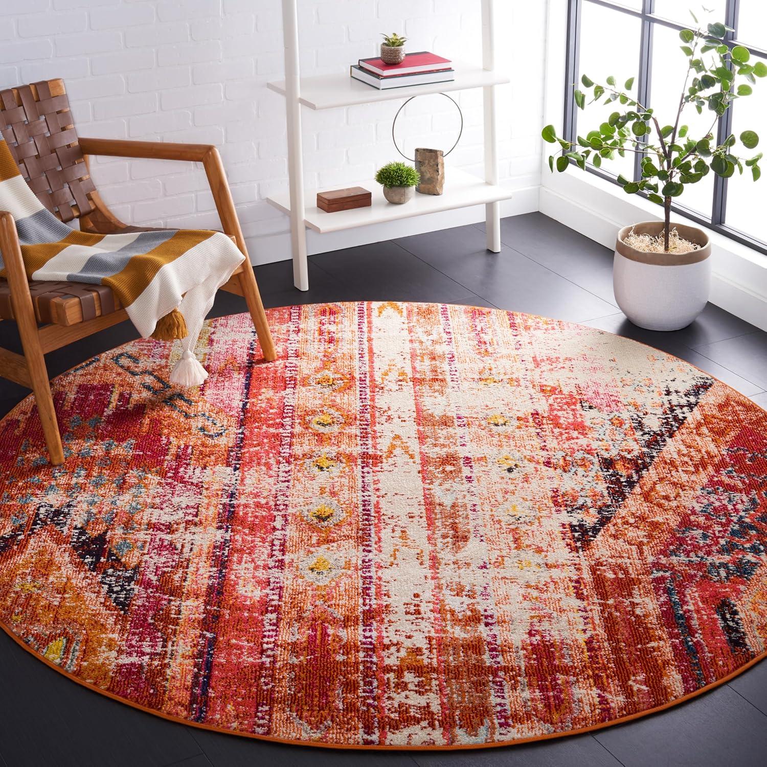 image:imageSAFAVIEH Monaco Collection Area Rug 51 x 77 Multi Boho Chic Tribal Distressed Design NonShedding amp Easy Care Ideal for High Traffic Areas in Living Room Bedroom MNC222FOrangeMulti