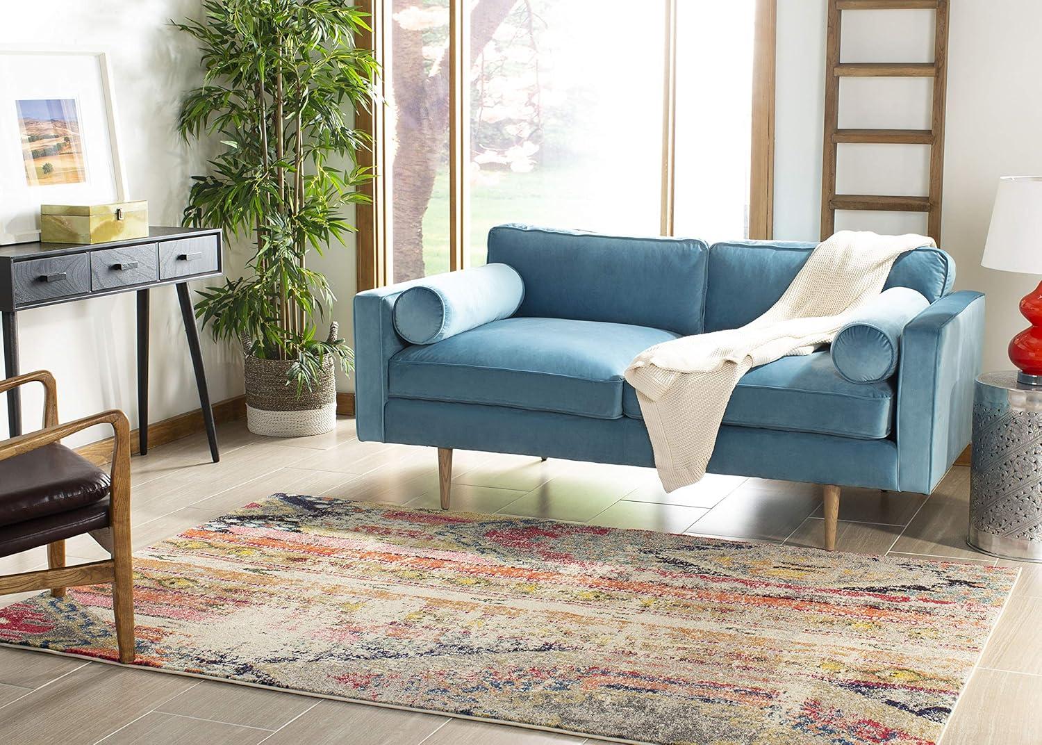image:imageSAFAVIEH Monaco Collection Area Rug 51 x 77 Multi Boho Chic Tribal Distressed Design NonShedding amp Easy Care Ideal for High Traffic Areas in Living Room Bedroom MNC222FLight GreyMulti
