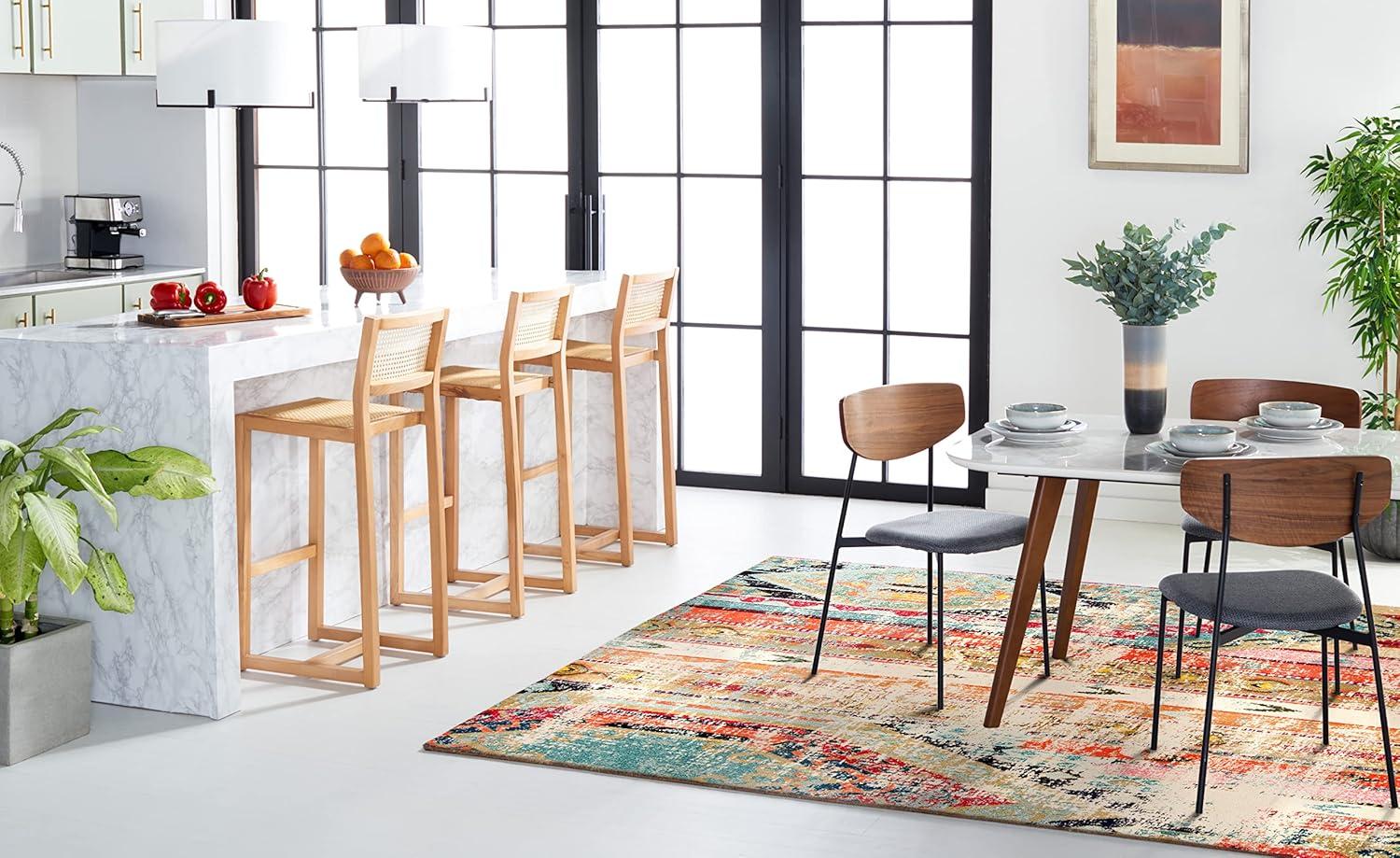 image:imageSAFAVIEH Monaco Collection Area Rug 51 x 77 Multi Boho Chic Tribal Distressed Design NonShedding amp Easy Care Ideal for High Traffic Areas in Living Room Bedroom MNC222FMulti Color