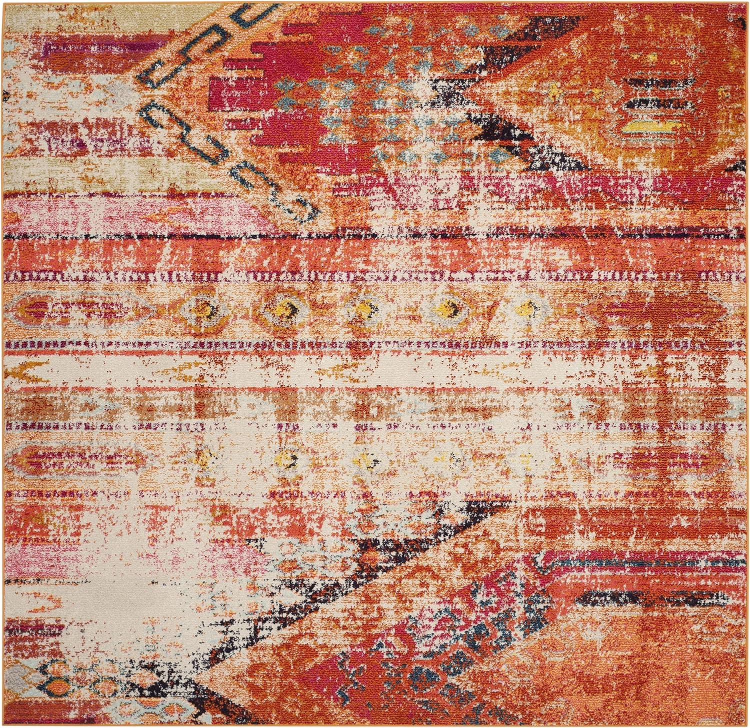 image:imageSAFAVIEH Monaco Collection Area Rug 51 x 77 Multi Boho Chic Tribal Distressed Design NonShedding amp Easy Care Ideal for High Traffic Areas in Living Room Bedroom MNC222FOrangeMulti