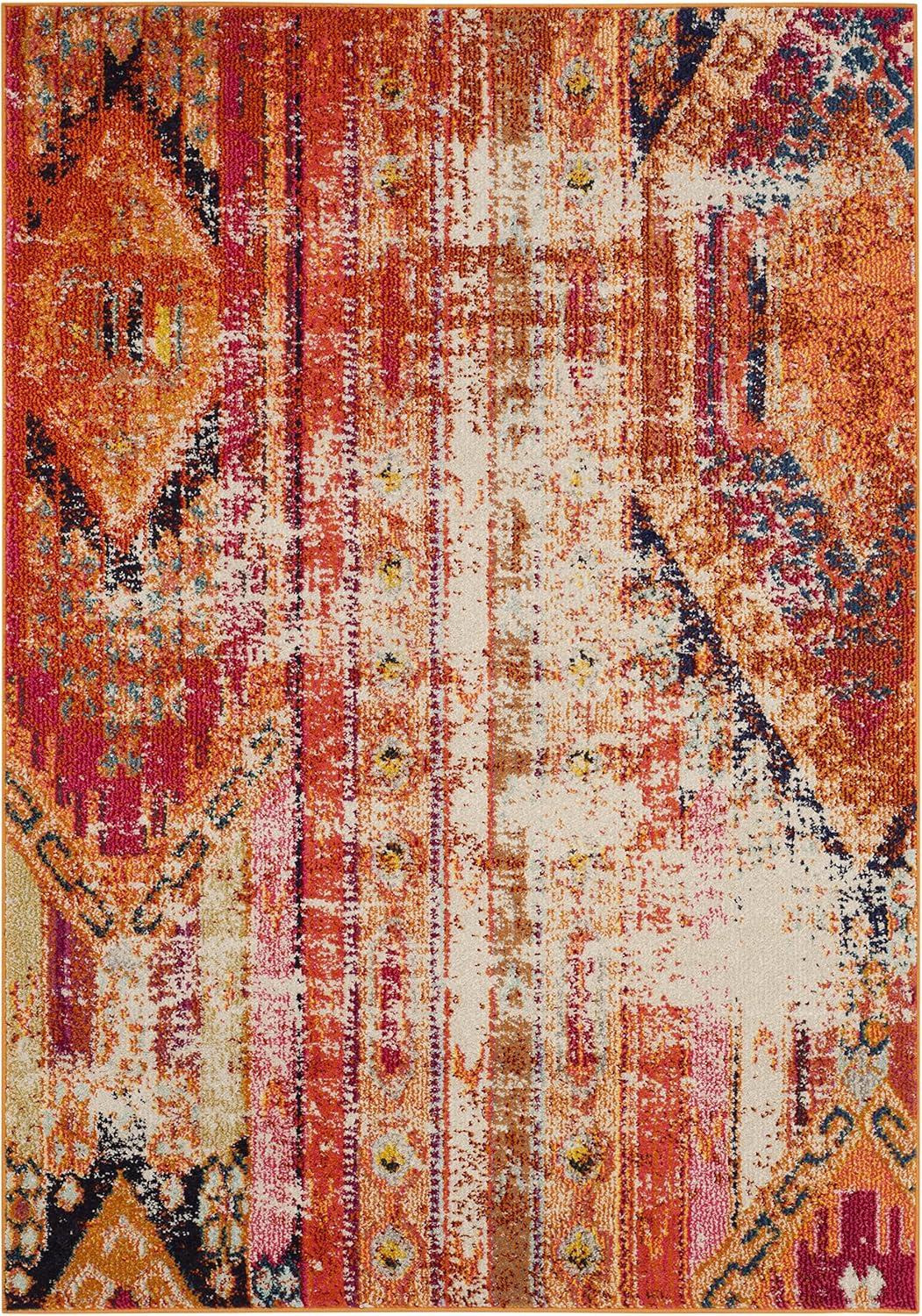 image:imageSAFAVIEH Monaco Collection Area Rug 51 x 77 Multi Boho Chic Tribal Distressed Design NonShedding amp Easy Care Ideal for High Traffic Areas in Living Room Bedroom MNC222FOrangeMulti